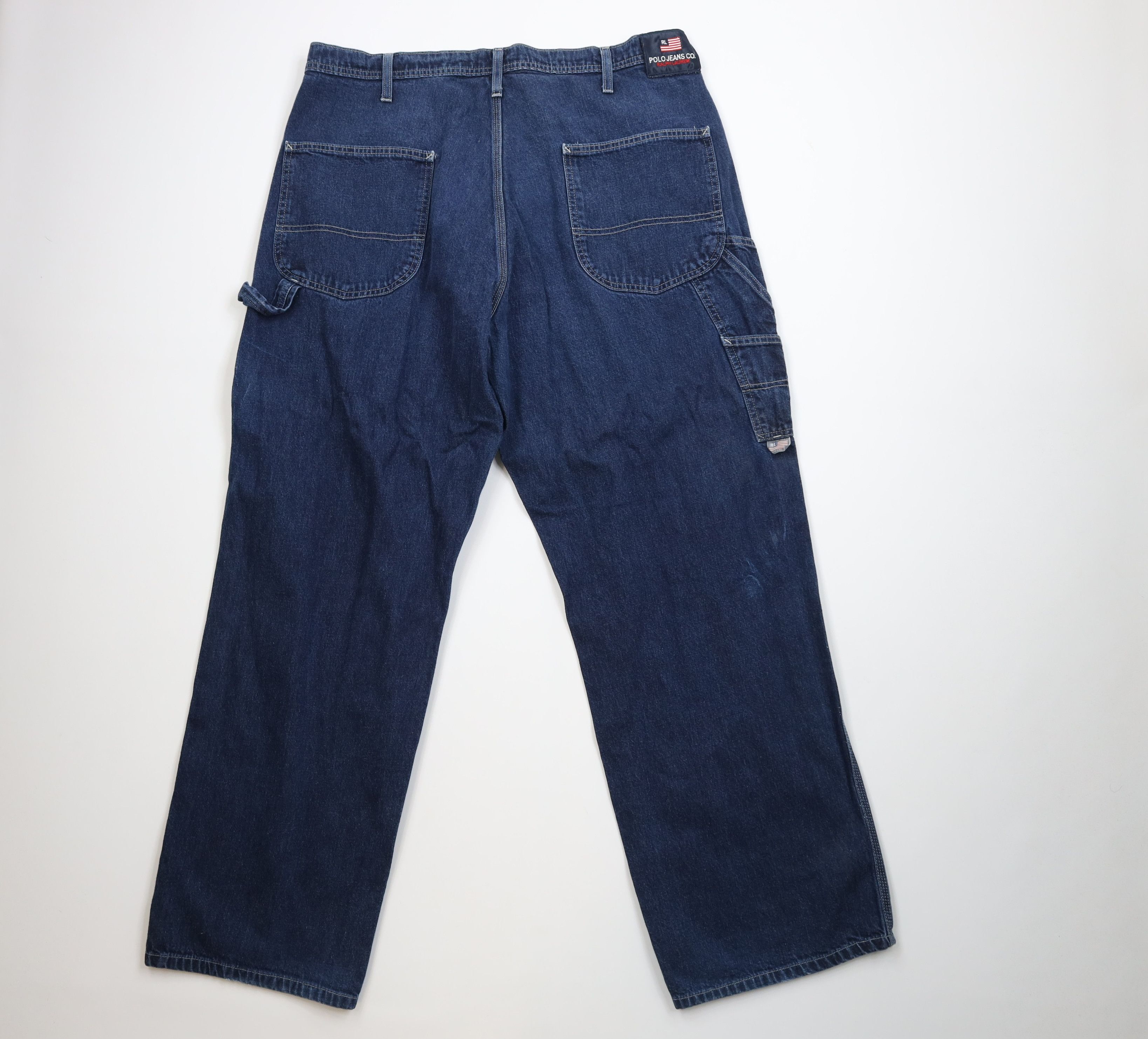 Ralph Lauren Vintage 90s Ralph Lauren Baggy Wide Leg Carpenter Jeans Blue Size US 38 / EU 54 - 9 Thumbnail