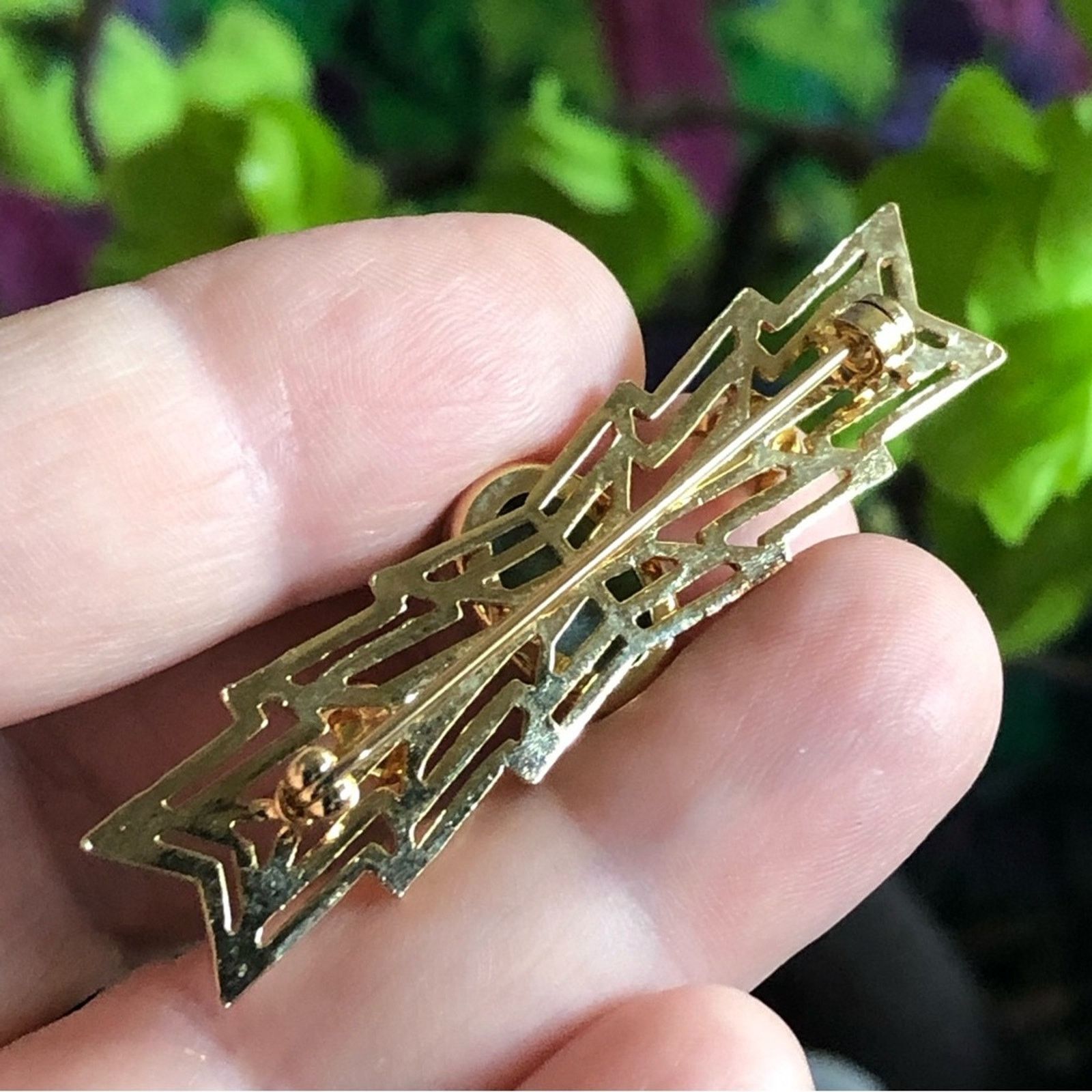 Vintage Vintage art deco aventurine Pearl accent gold brooch Size ONE SIZE - 3 Thumbnail