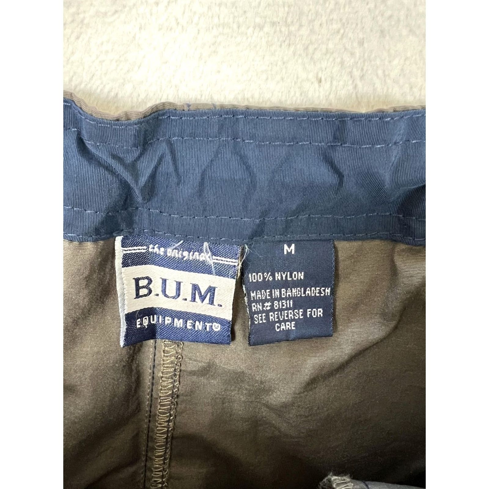 Vintage Vintage B.U.M. Equipment Pants Mens M Brown Nylon Elastic Waist Cargo Size US 31 - 6 Thumbnail
