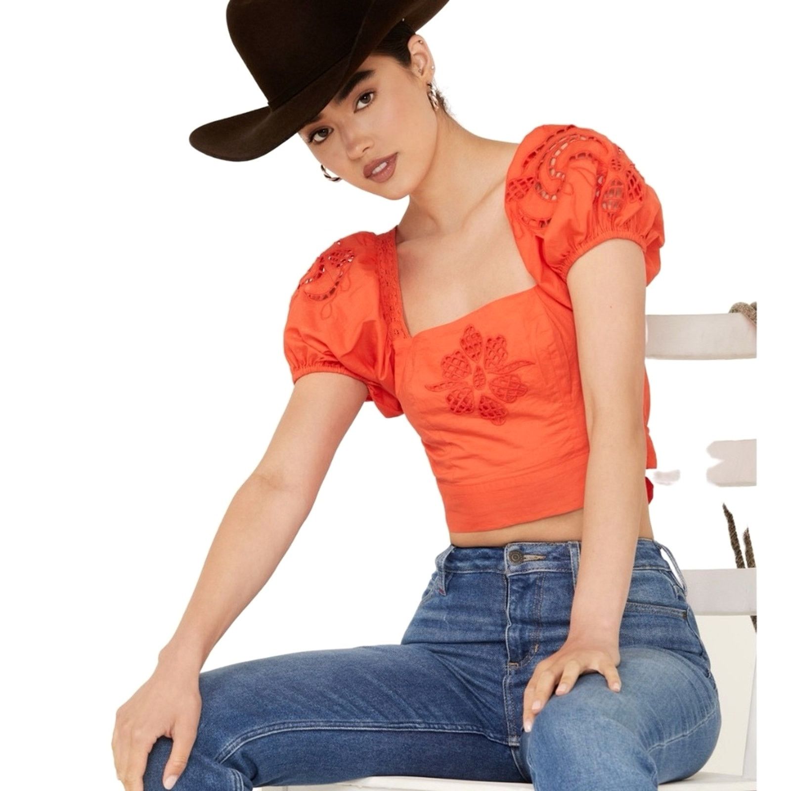 Other Band of the Free Tie Back Short Sleeve Entrada Top Orange S Size S / US 4 / IT 40 - 4 Thumbnail
