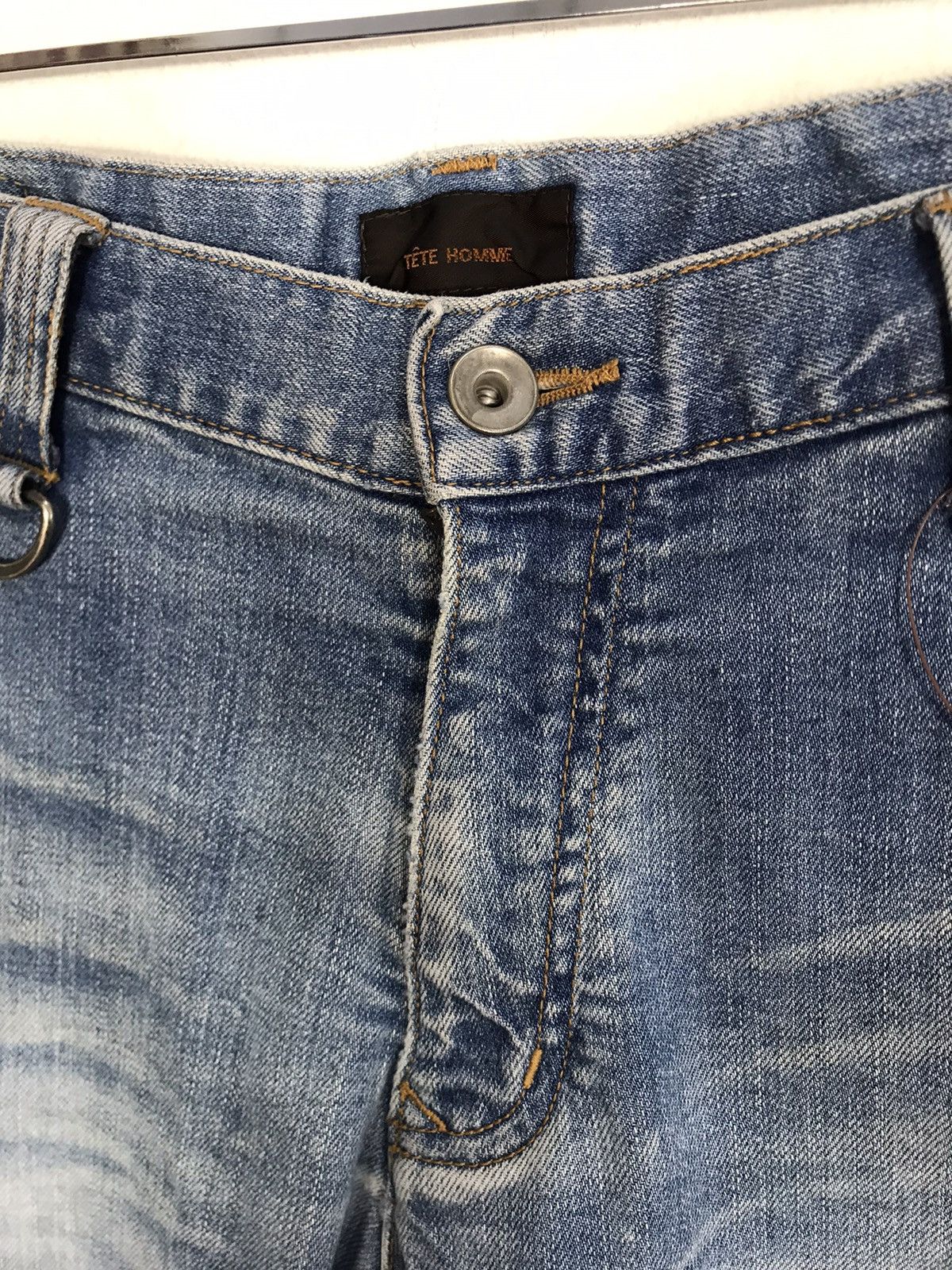 Designer Tete Homme Issey Miyake Cargo Bondage Denim Jeans Pants Size US 33 - 4 Thumbnail