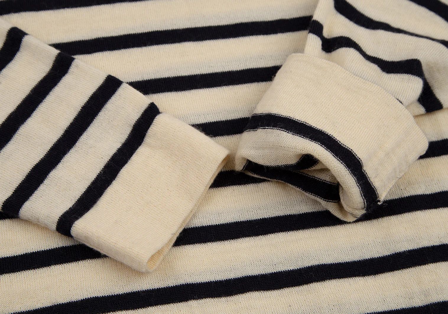 Jean Paul Gaultier Half-Zip Knit with Marine Stripe in Beige and Navy, Size 48 Size US M / EU 48-50 / 2 - 7 Thumbnail