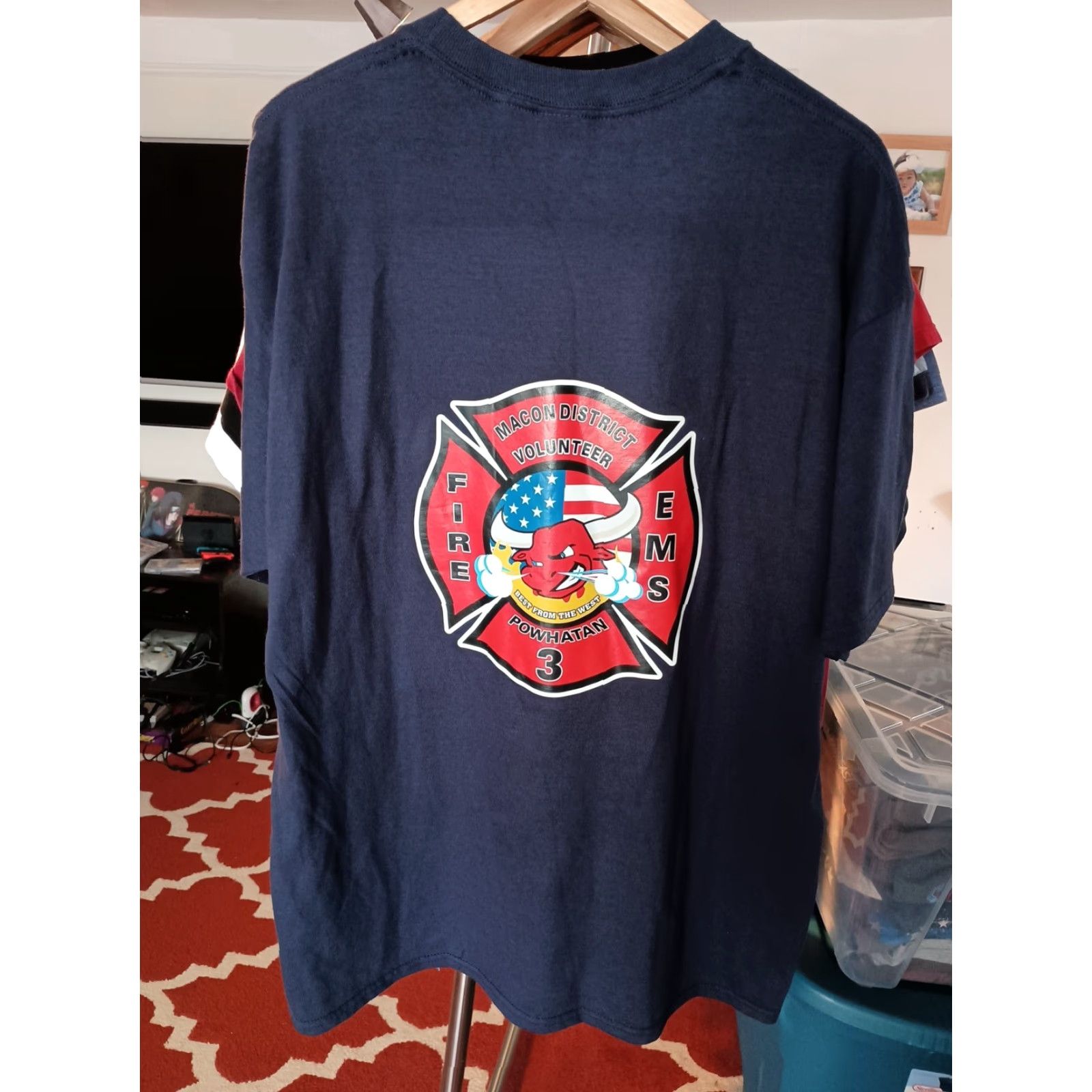Jerzees VINTAGE JERZEES T-Shirt Fire EMS Macon District Volunteer XL Men Blue Size US XL / EU 56 / 4 - 4 Thumbnail
