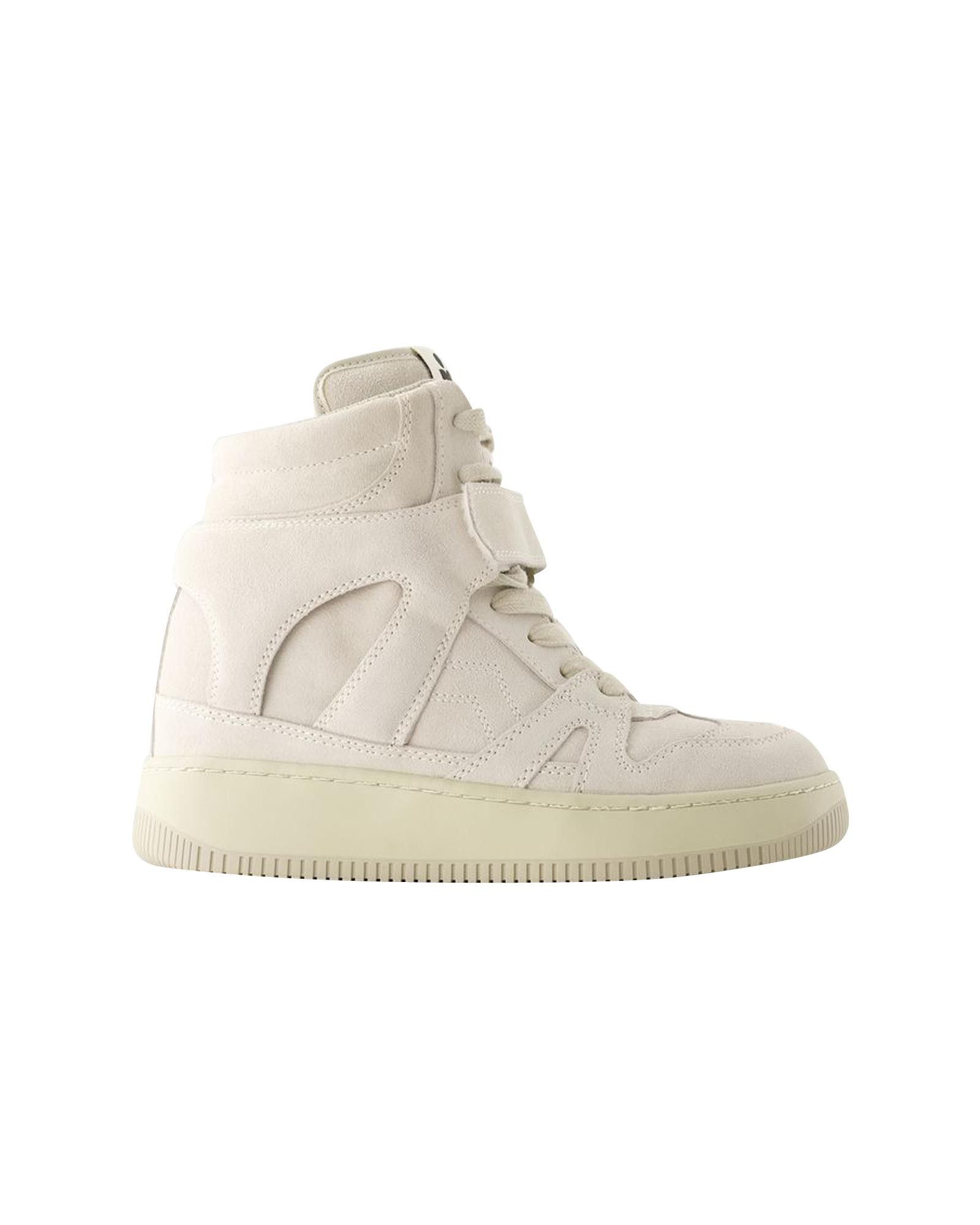 image of Isabel Marant Round Toe Lace-Up Leather Sneakers in Beige, Women's (Size 6)