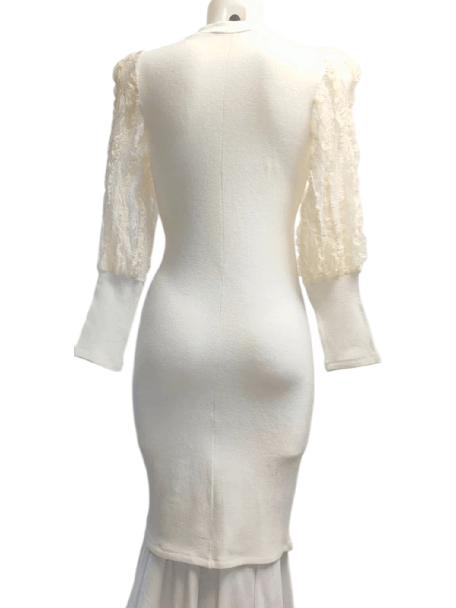 Balmain Balmain Ruffled Lace Sleeve Knit Dress, c. 2010s Size M / US 6-8 / IT 42-44 - 2 Thumbnail