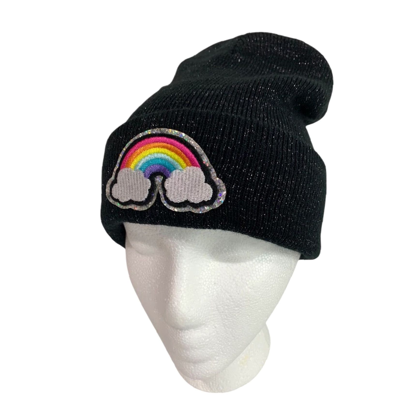 Nickelodeon VINTAGE JoJo Siwa Beanie Hat Womens One Size Black Sparkle Knit Rainbow Hat Size ONE SIZE - 3 Thumbnail