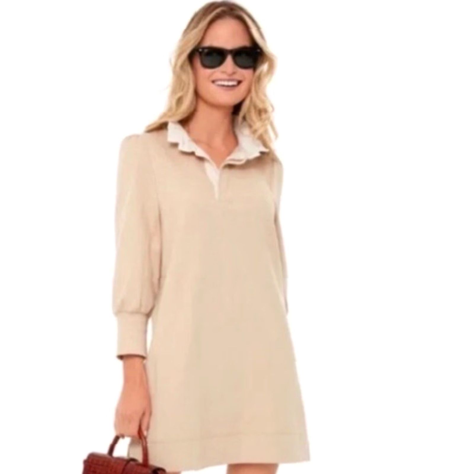 Vintage Tuckernuck Pomander Place Charlotte Dress Beige Sz S French Terry Old Money Size S / US 4 / IT 40 - 2 Thumbnail