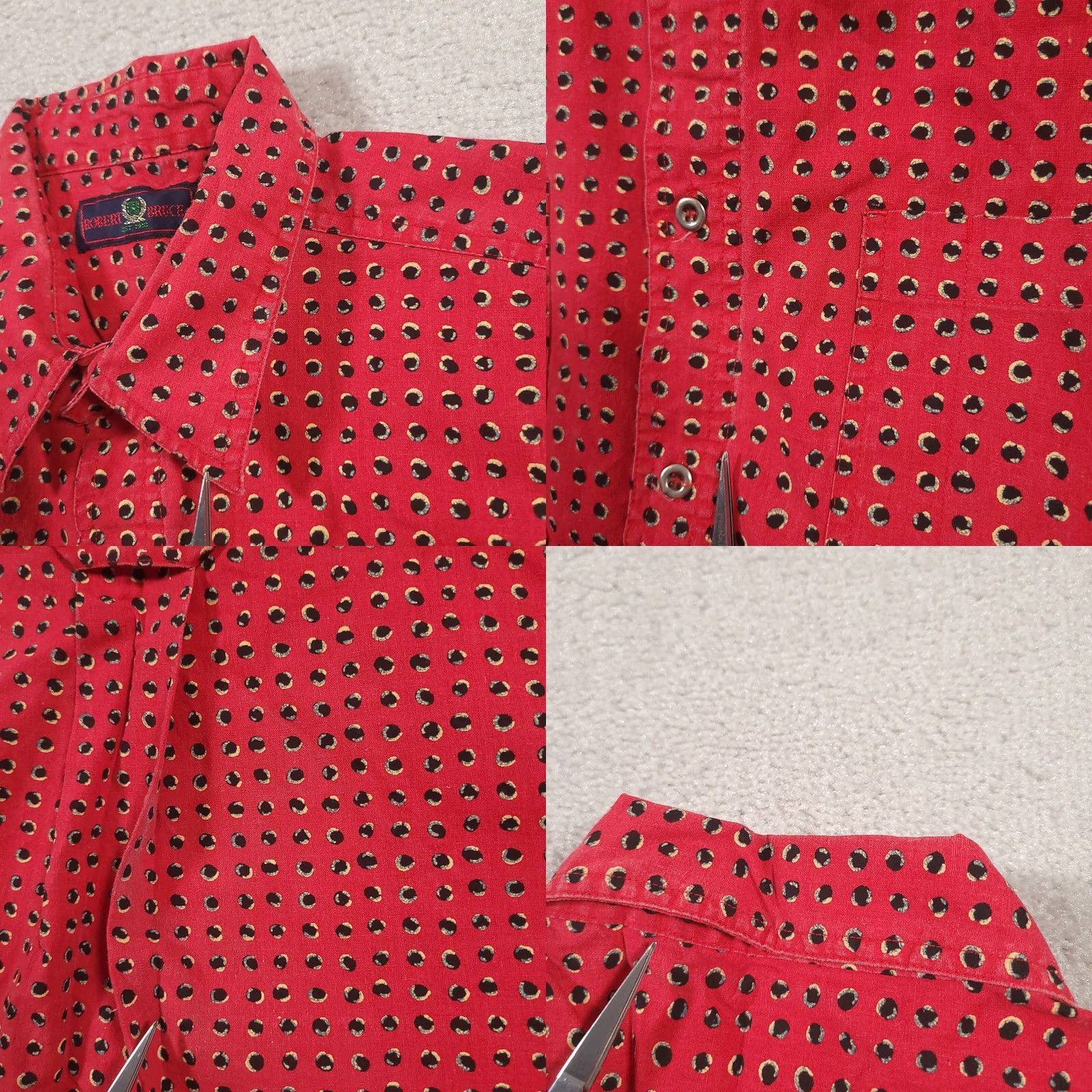 Vintage VINTAGE Robert Bruce Shirt Mens Large Red All Over Print Short Sleeve Shirt Size US L / EU 52-54 / 3 - 8 Thumbnail