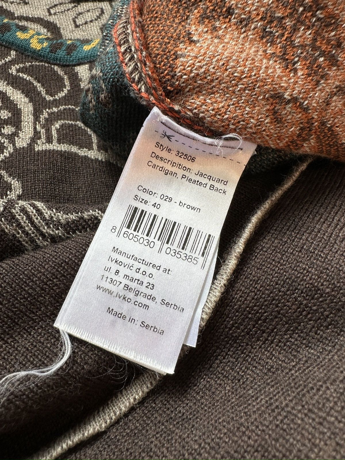 Other IVKO Jacquard Cardigan Pleated Back Multicolor Wool Knit Size S / US 4 / IT 40 - 10 Thumbnail