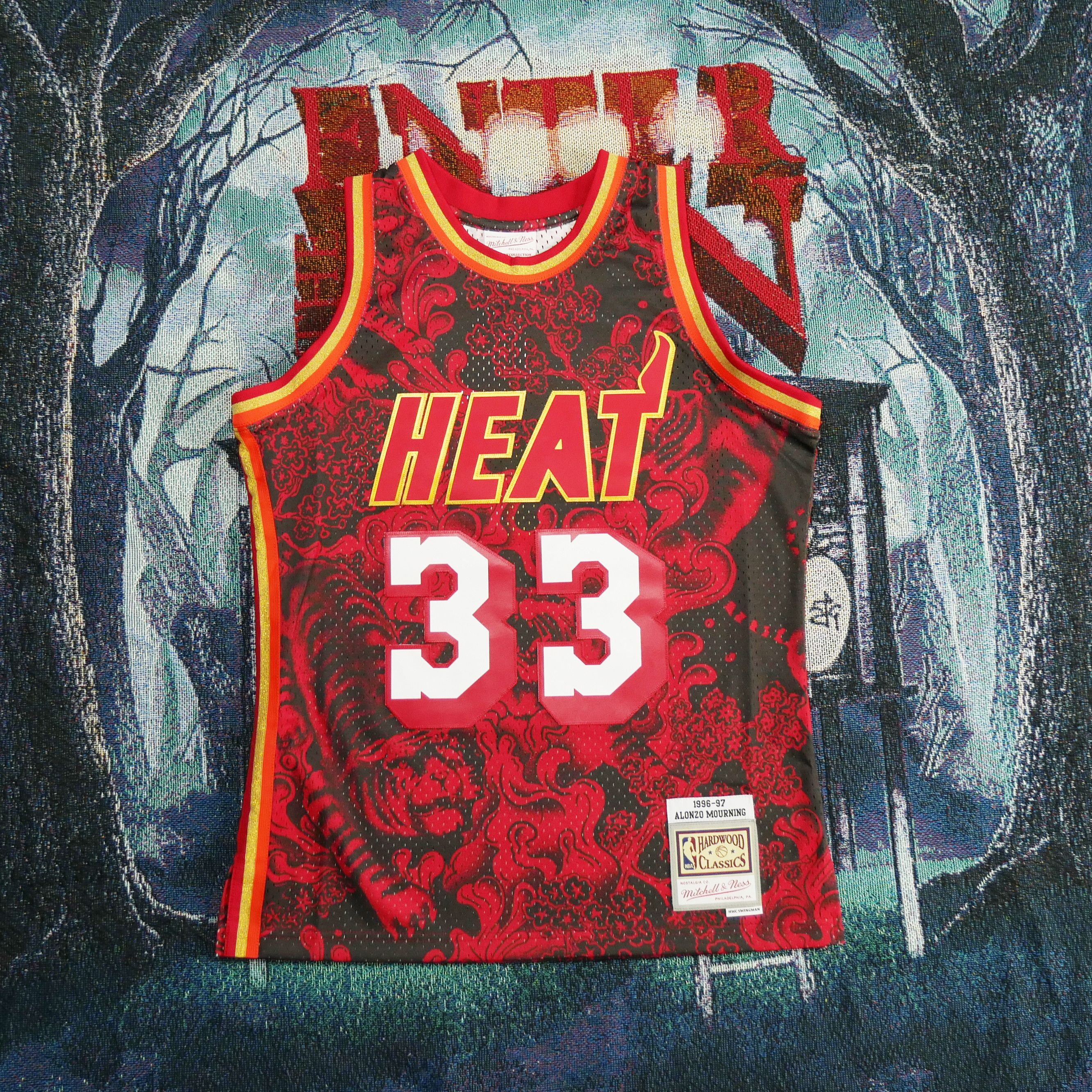 image of Mitchell Ness x NBA Miami Heat Alonzo Mourning Swingman Jersey Year Of The Tiger in Red (Size Large