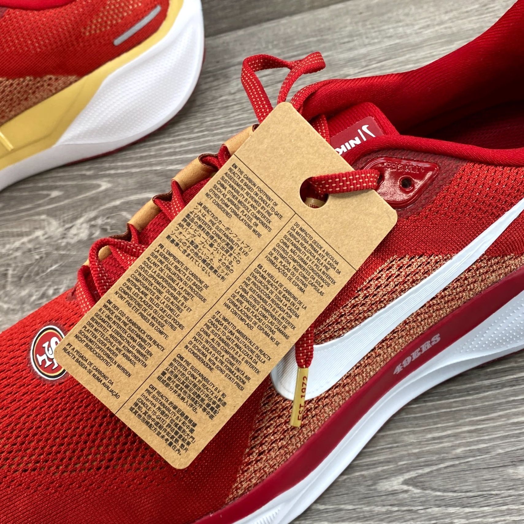Nike Nike Air Zoom Pegasus 41 Mens 11.5 San Francisco 49ers Red NFL Football Shoe NEW Size US 11 / EU 44 - 7 Thumbnail