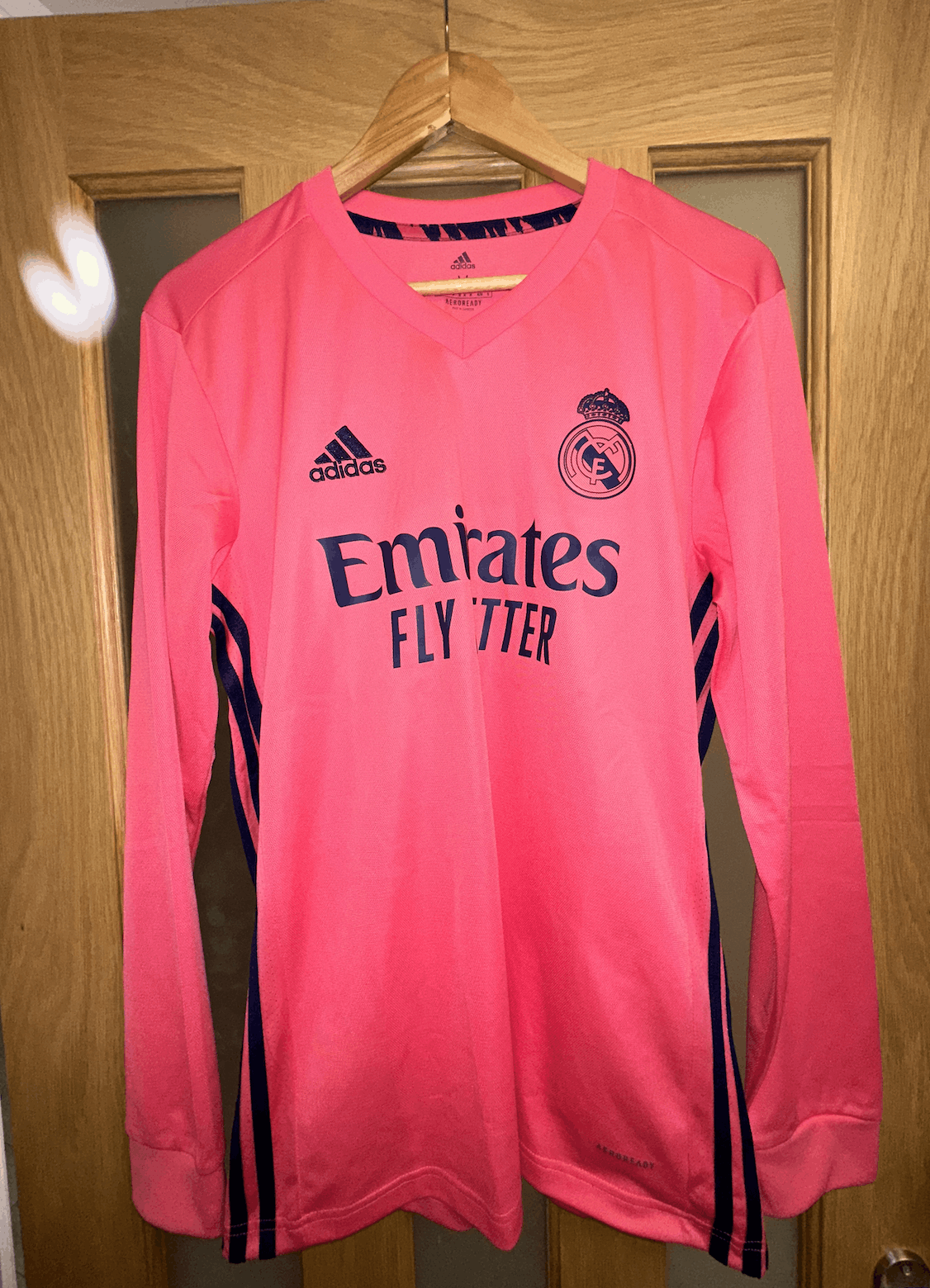 Adidas Benzema Real Madrid Away Long Sleeve Shirt 20/21 - Pink - M Size US M / EU 48-50 / 2 - 1 Thumbnail
