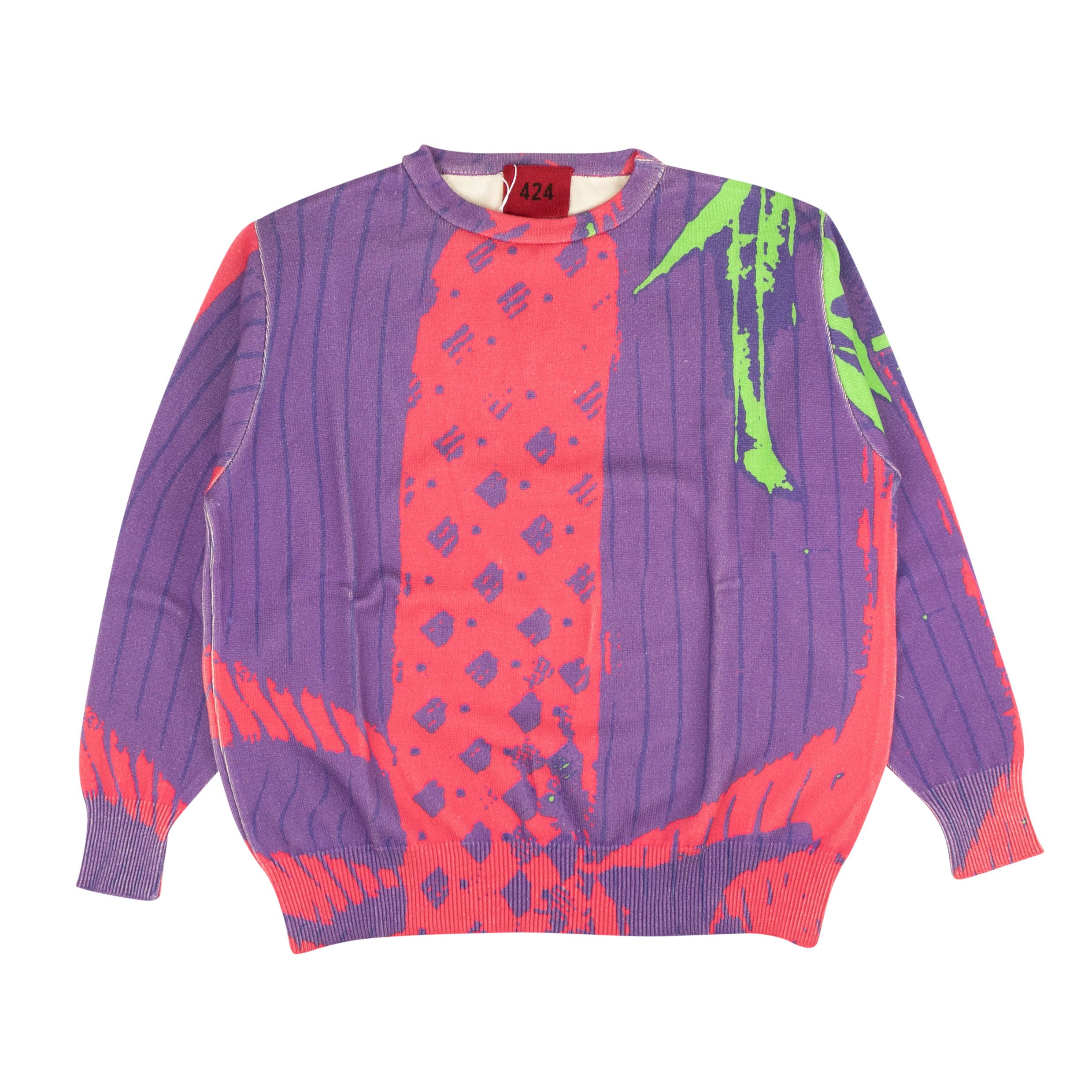 image of 424 On Fairfax Purple & Pink Business Print Crewneck Size M, Men's