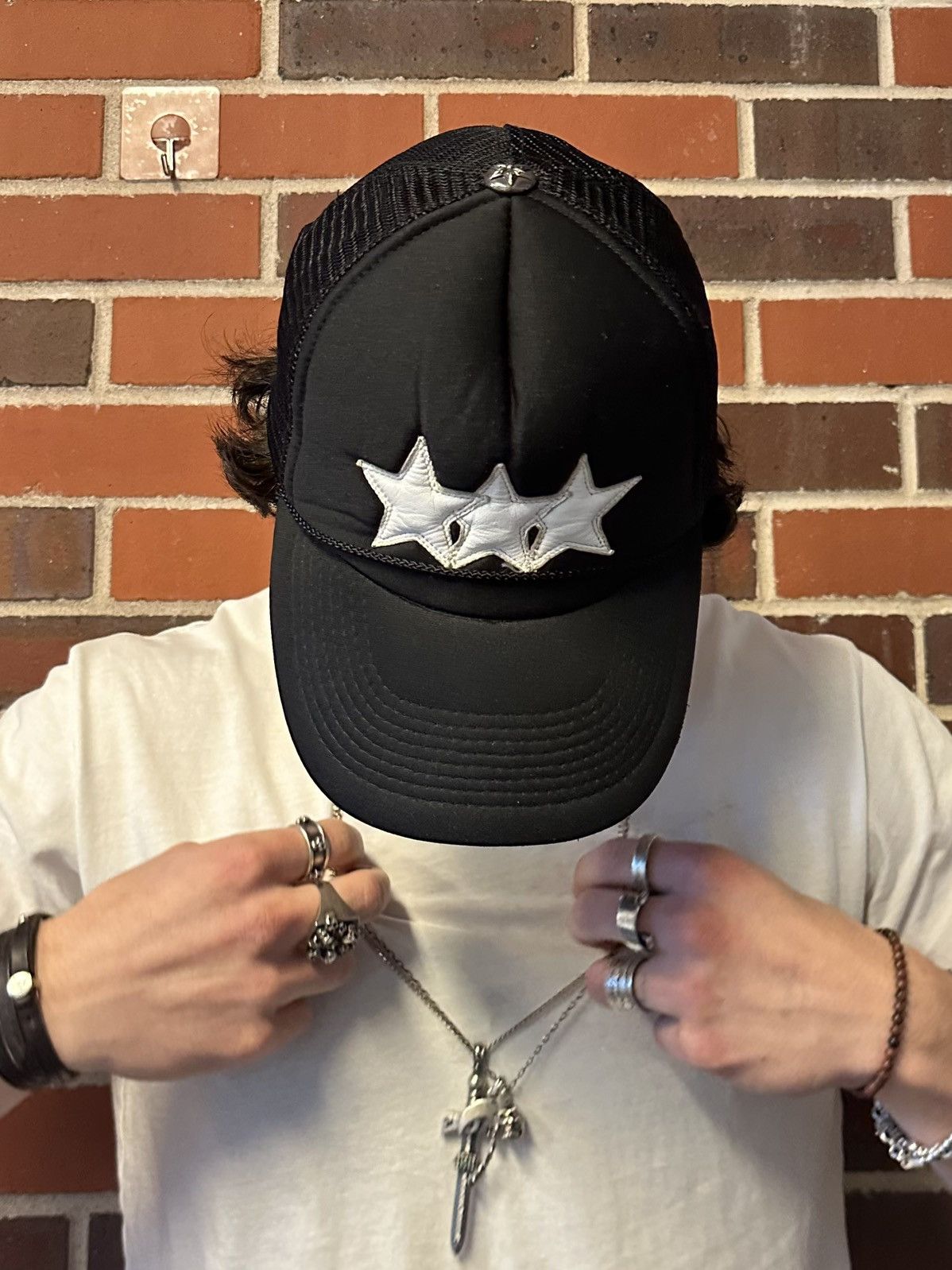 Chrome Hearts VINTAGE CHROME HEARTS 3 LAMB STAR TRUCKER HAT | Grailed 