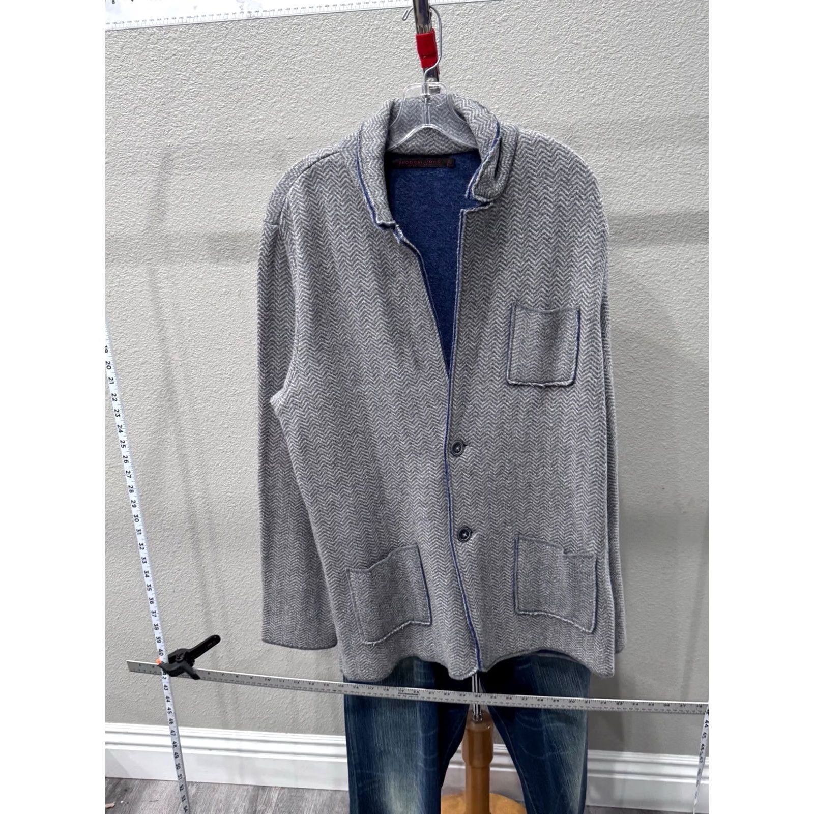 Vintage Emozioni Uomo Made Italy Unique Gray Blue Sweater Jacket Large L Mens Size US L / EU 52-54 / 3 - 2 Thumbnail