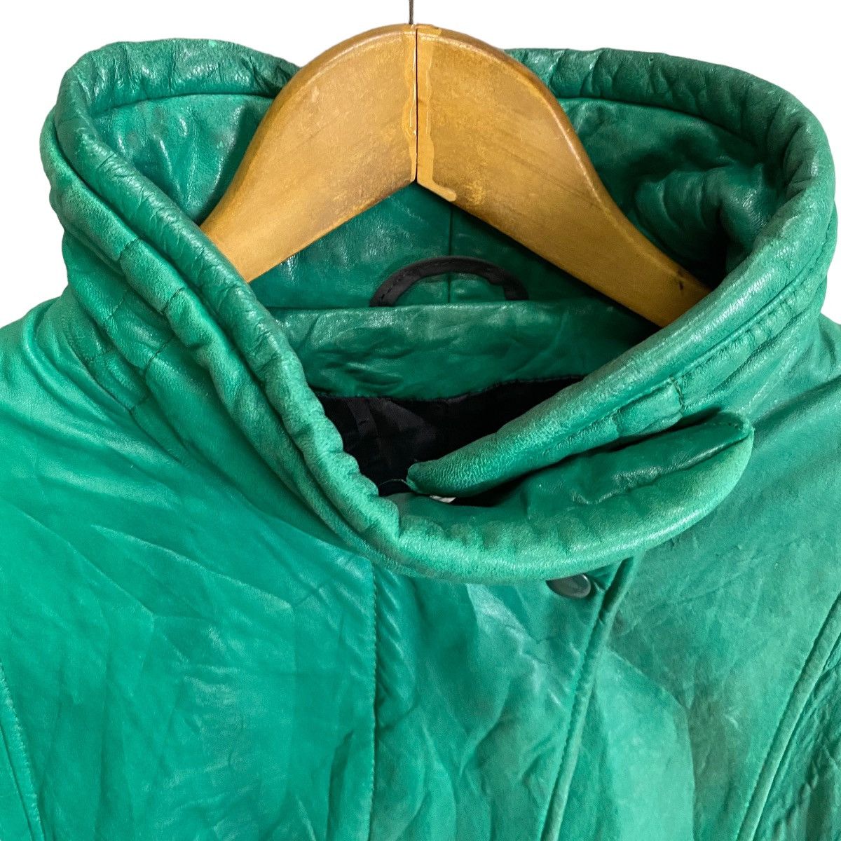 Leather × Vintage Vintage 80s teal green leather croped jacket Size M / US 6-8 / IT 42-44 - 9 Thumbnail