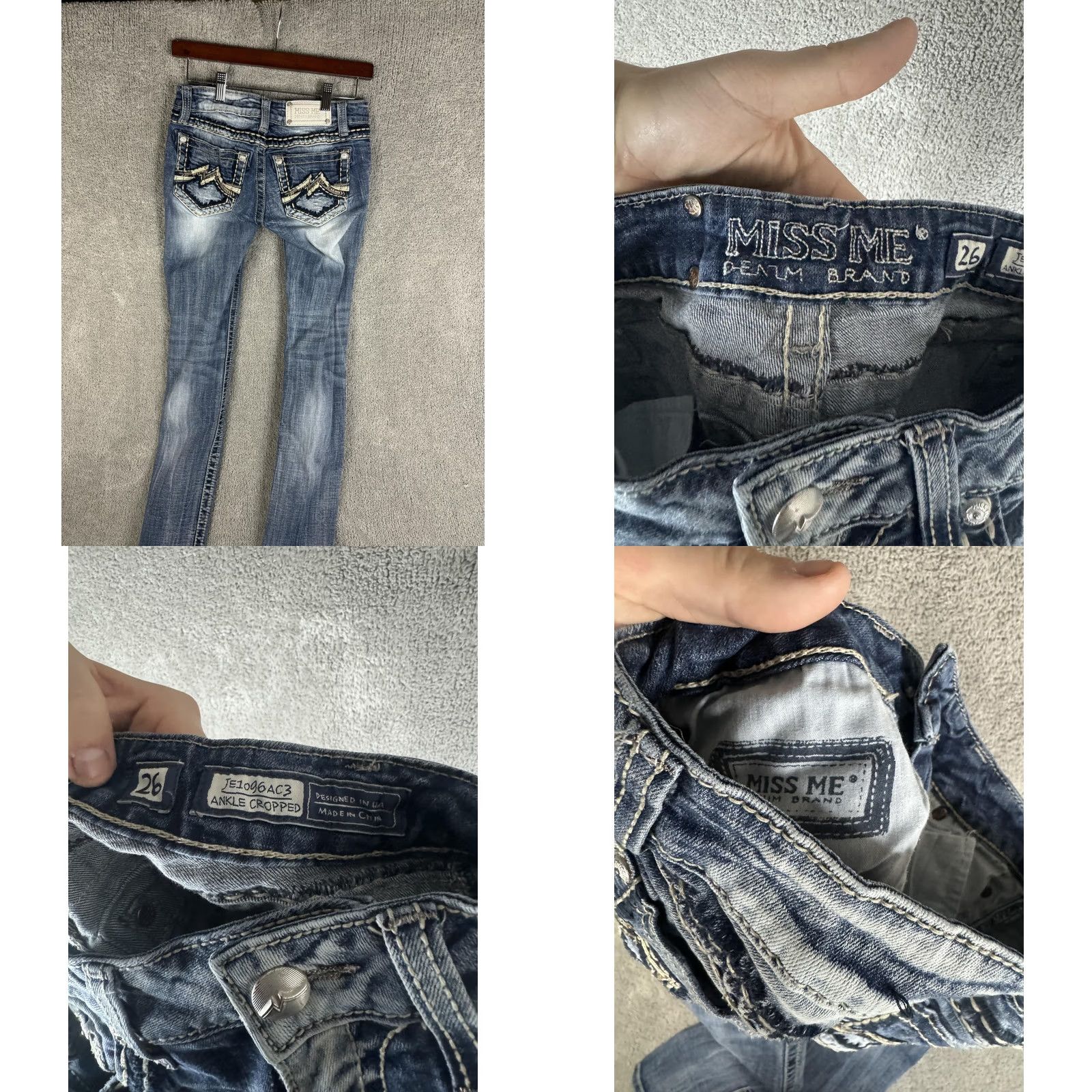 Miss Me Miss Me Jeans Womens 26 Blue Ankle Cropped Skinny Distressed Embellished Size 26" / US 2 / IT 38 - 9 Thumbnail