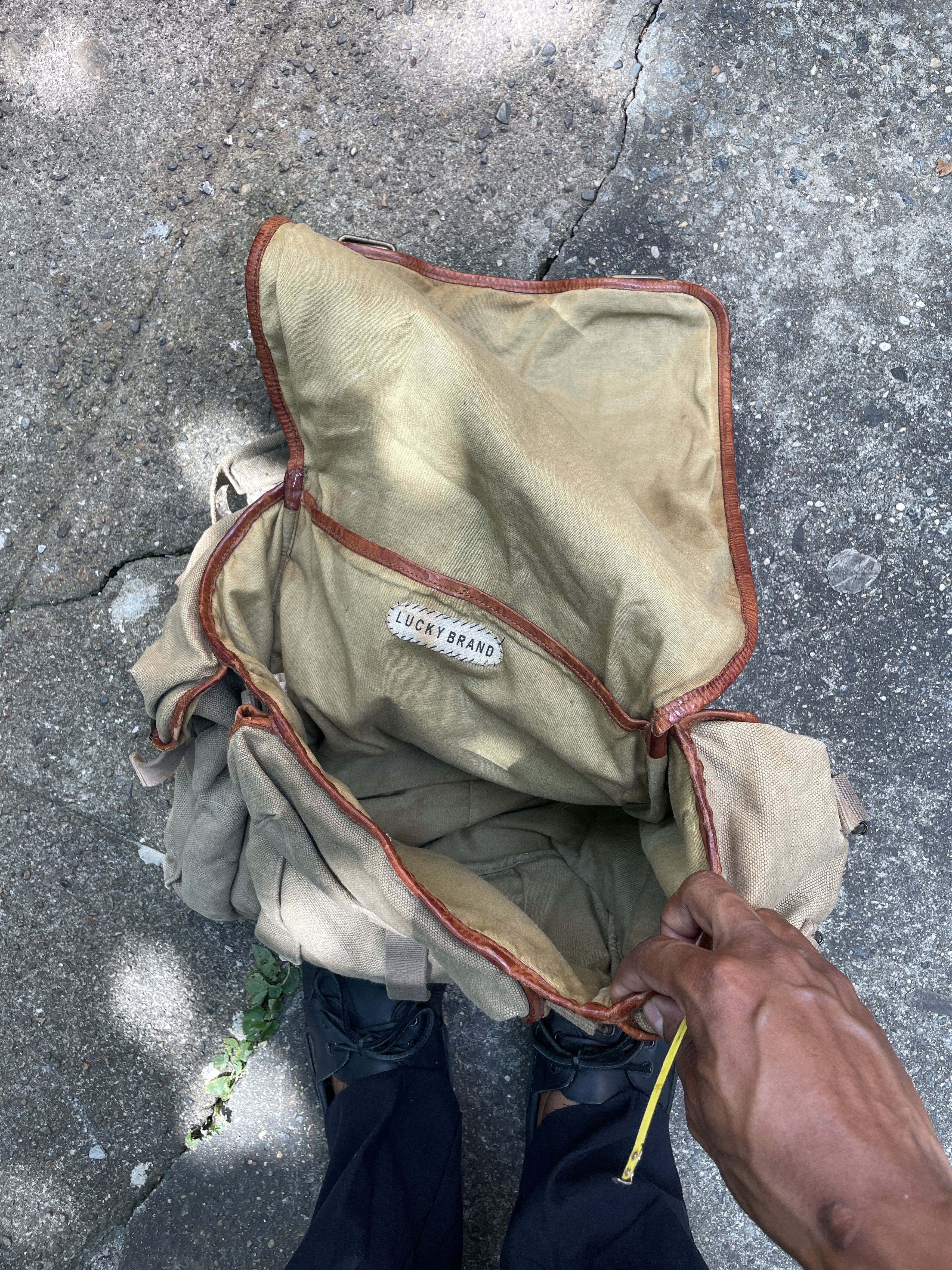 Lucky Brand Military Heavy Canvas and Leather Rucksack Lucky Brand Size ONE SIZE - 5 Thumbnail
