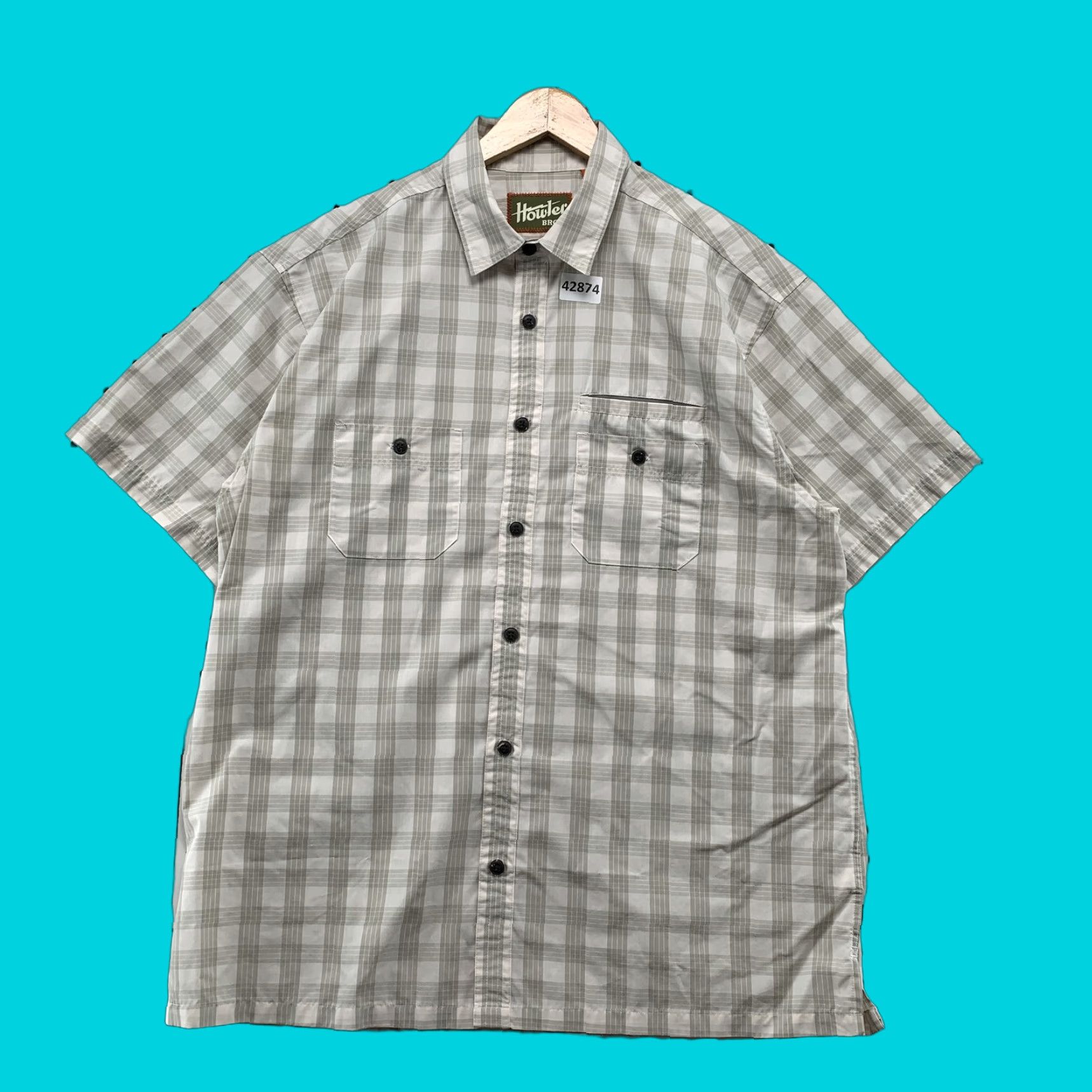 Howler Brothers Howler Bros Plaid Button-Up Shirt Mens Large Beige Short Sleeve Outdoor Casual Size US L / EU 52-54 / 3 - 1 Thumbnail