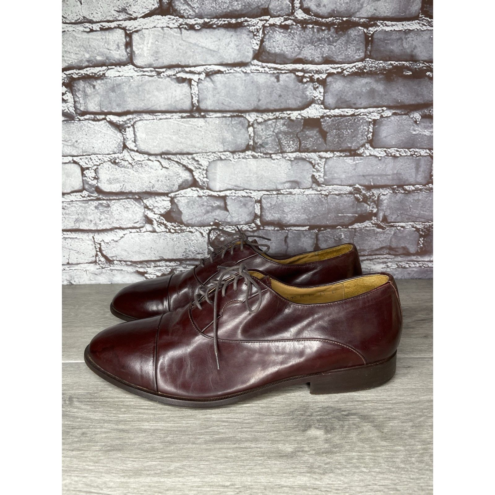 HARAGO Paragon Brown Leather Cap Toe Handmade Oxfords Lace Up Shoes Size US 11 / EU 44 - 13 Thumbnail