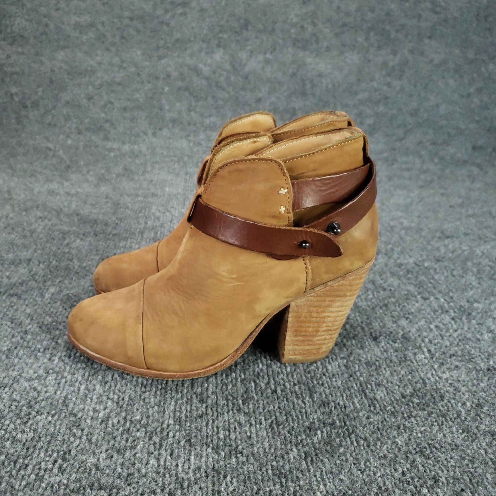 Rag & Bone rag & bone Harrow Boots Womens Size 7 Tan Leather Ankle Booties Stacked Heel ZZ Size US 7 / IT 37 - 4 Thumbnail