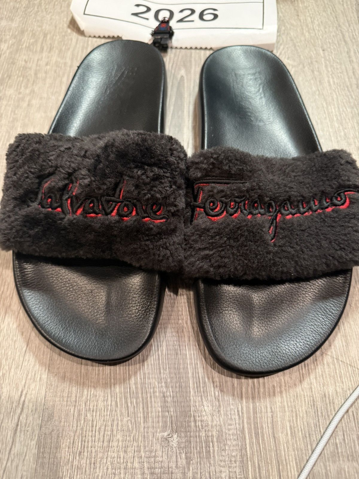 Salvatore Ferragamo Ferragamo "Don" Lamb Fur Slides Size US 9 / EU 42 - 2 Thumbnail