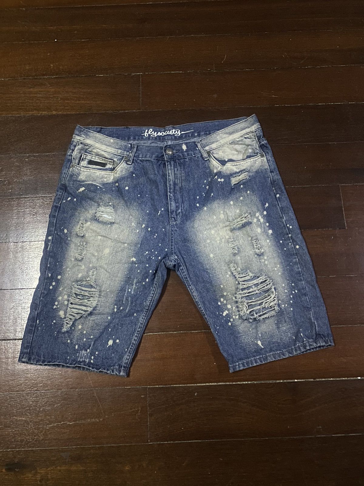 Designer × Japanese Brand Fire 🔥 FLY SOCIETY distressed splatted denim Size US 40 / EU 56 - 1 Thumbnail