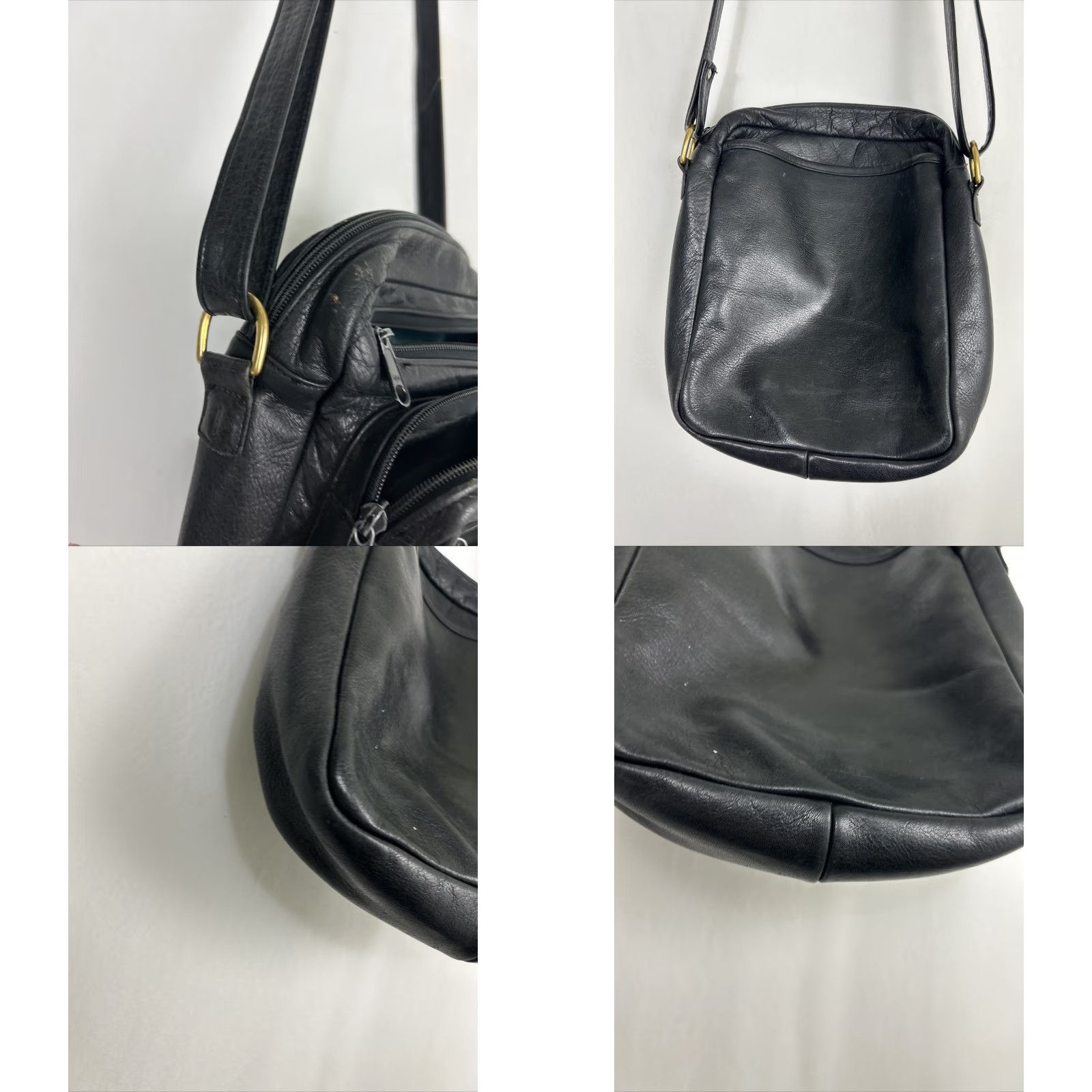 Vintage VINTAGE Leather Crossbody Bag Black Adjustable Travel Bag 10.5x8x3 Womens Crossbody Bag Leather Size ONE SIZE - 9 Thumbnail