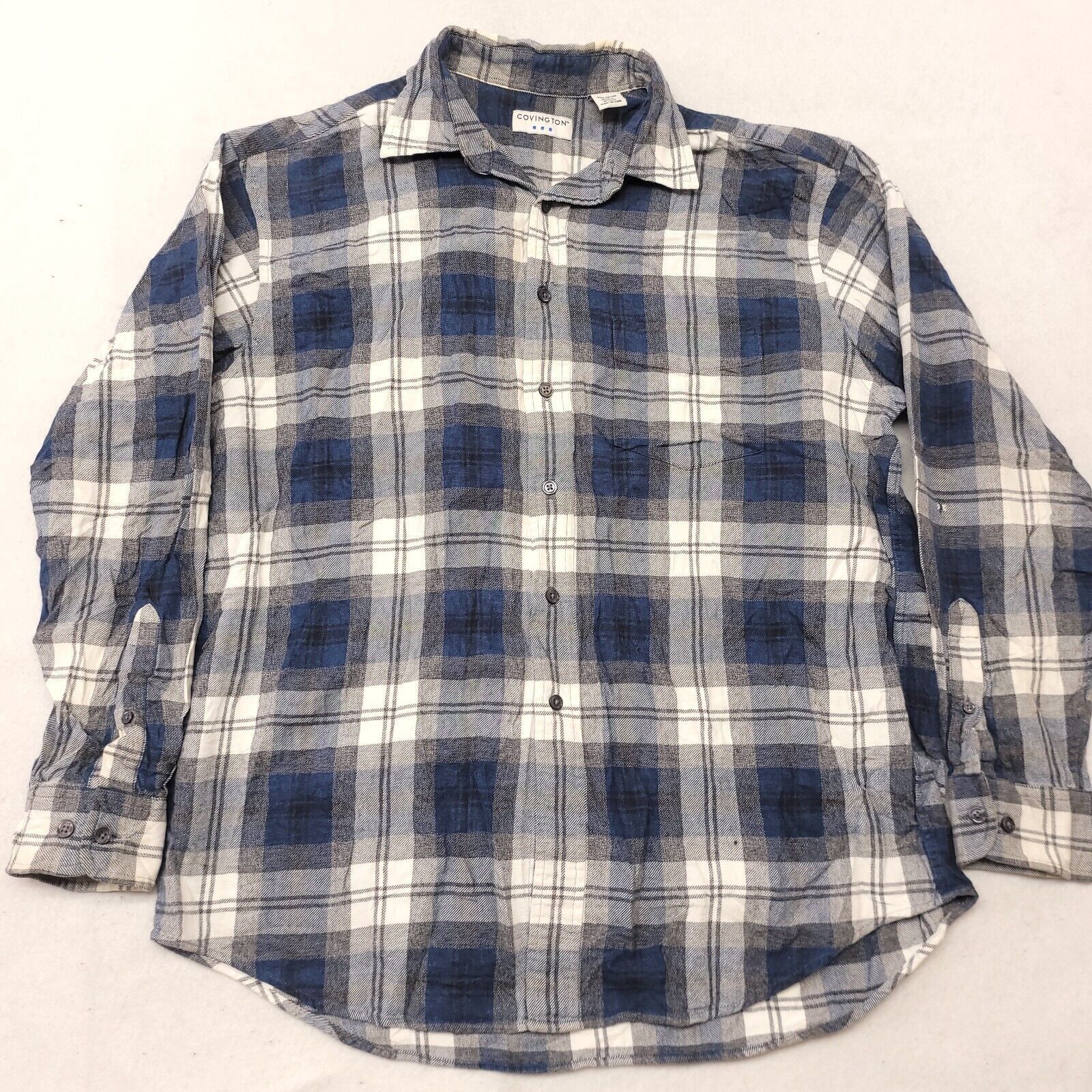 Covington Covington Tartan Flannel Button Shirt Mens Size L Gray Blue Size US L / EU 52-54 / 3 - 2 Thumbnail