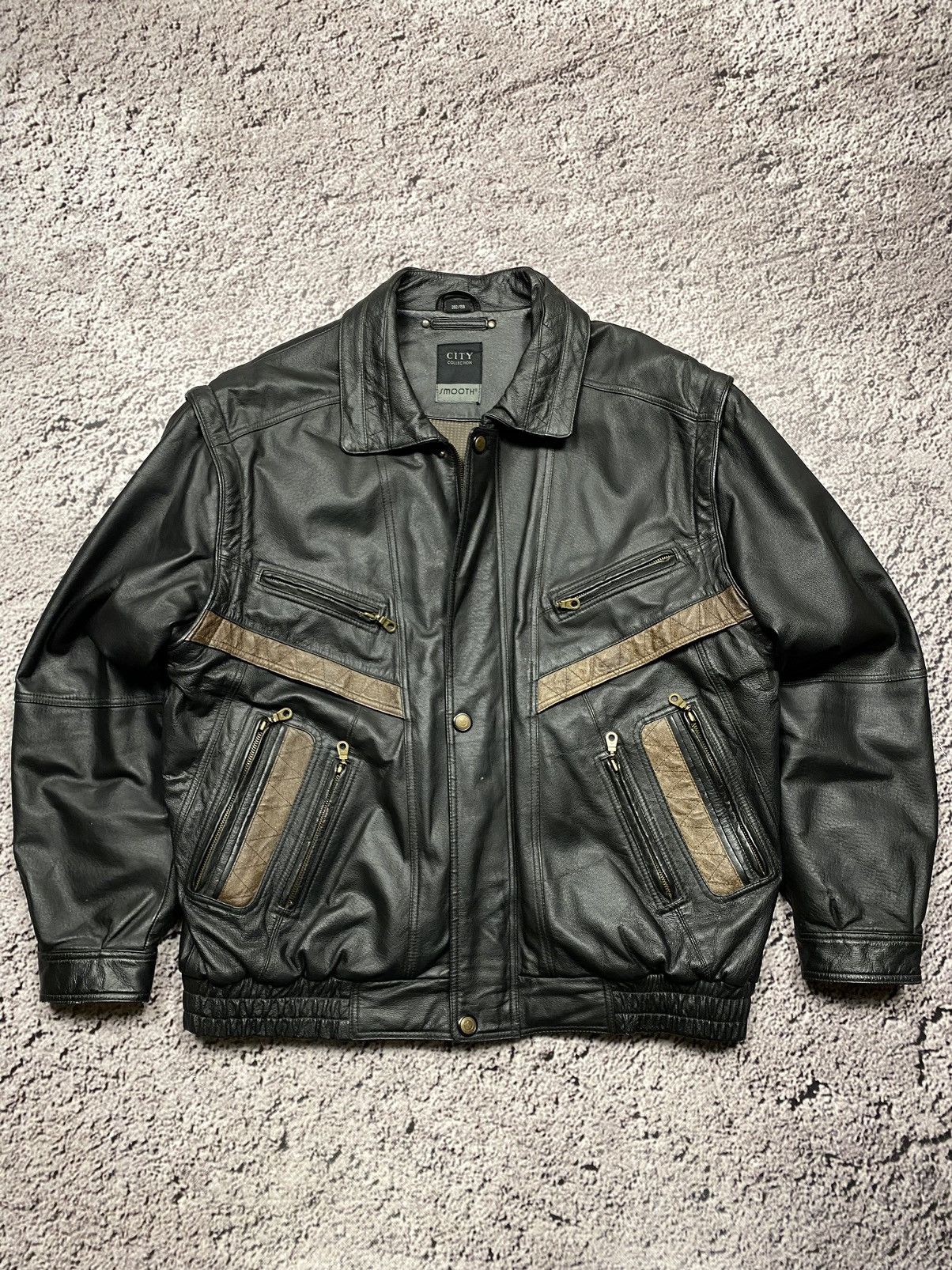 image of Leather Jacket x Vintage Leather Avant Garde Opium Bomber Jacket Alpha Schott in Black (Size XL)