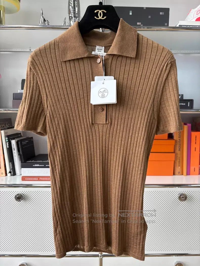 Hermes Hermes Brown and White Striped Slim Long Sleeve Knit Sweat Size XS / US 0-2 / IT 36-38 - 1 Thumbnail