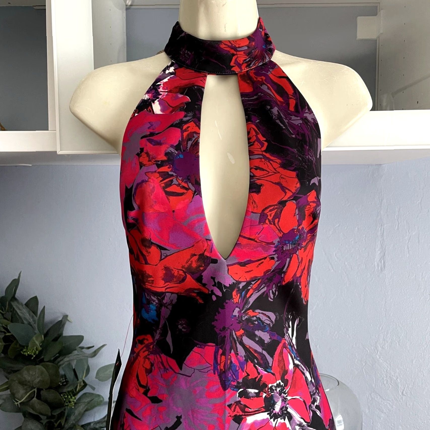 Bebe Bebe Floral Mock Neck Mini Dress Larissa Strappy Back XXS Multicolor Size XXS / US 00 / IT 34 - 3 Thumbnail
