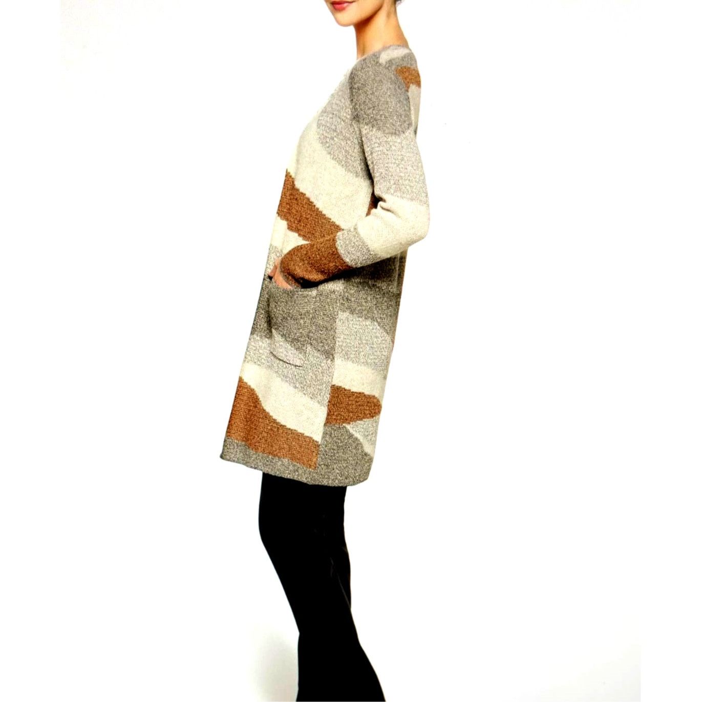 Other Fortune & Ivy Layla Open Cardigan Cream Tan Grey size L Size L / US 10 / IT 46 - 6 Thumbnail
