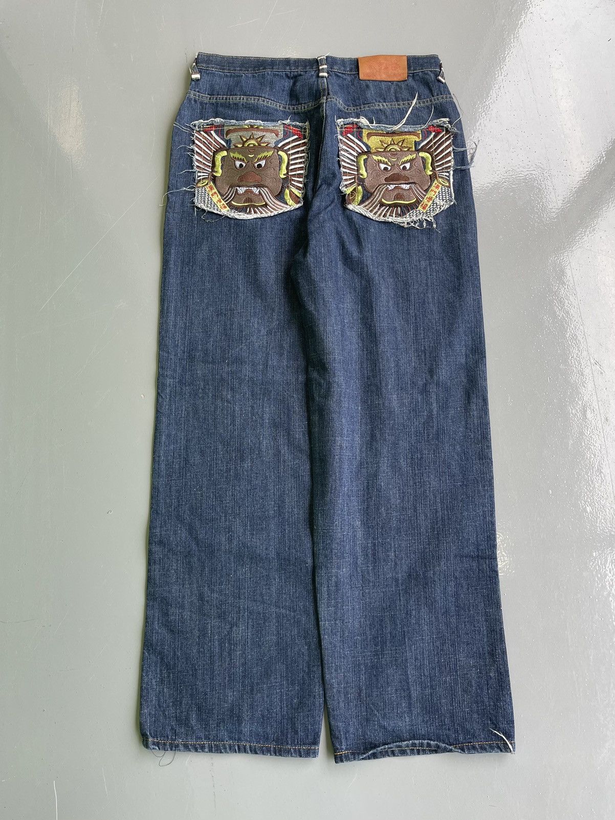 archive tribal design denim pants y2k
