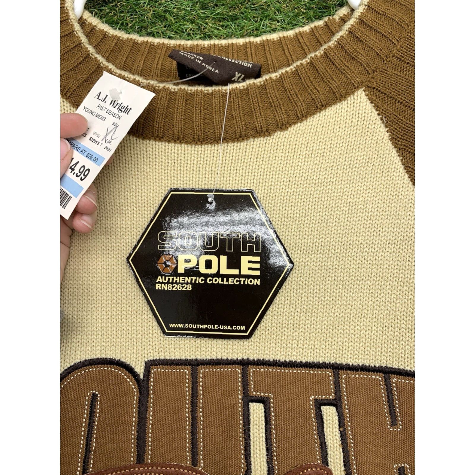 Southpole VINTAGE Southpole Sweater Shirt Men's XL Crewneck Brown - Heavyweight Knit 90s Hip Hop Logo Embroidered Pullover Size US XL / EU 56 / 4 - 7 Thumbnail