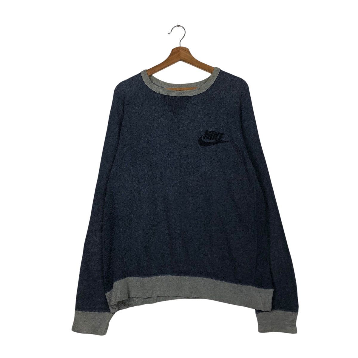 Nike 📌Vintage Nike Big Swoosh Sweatshirt Rich Blue Pull Over Size US L / EU 52-54 / 3 - 2 Thumbnail