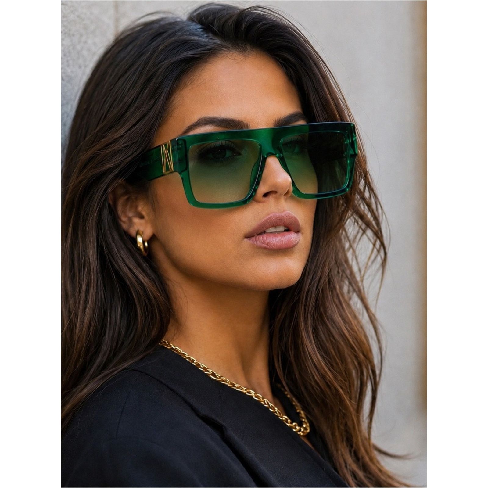 New ANNA KARIN KARLSSON Green Crystals Cat Eye Swarovski Sunglasses Authentic New Anna Karin Karlsson MR 3AM Green Oversized Sunglasses main image 4