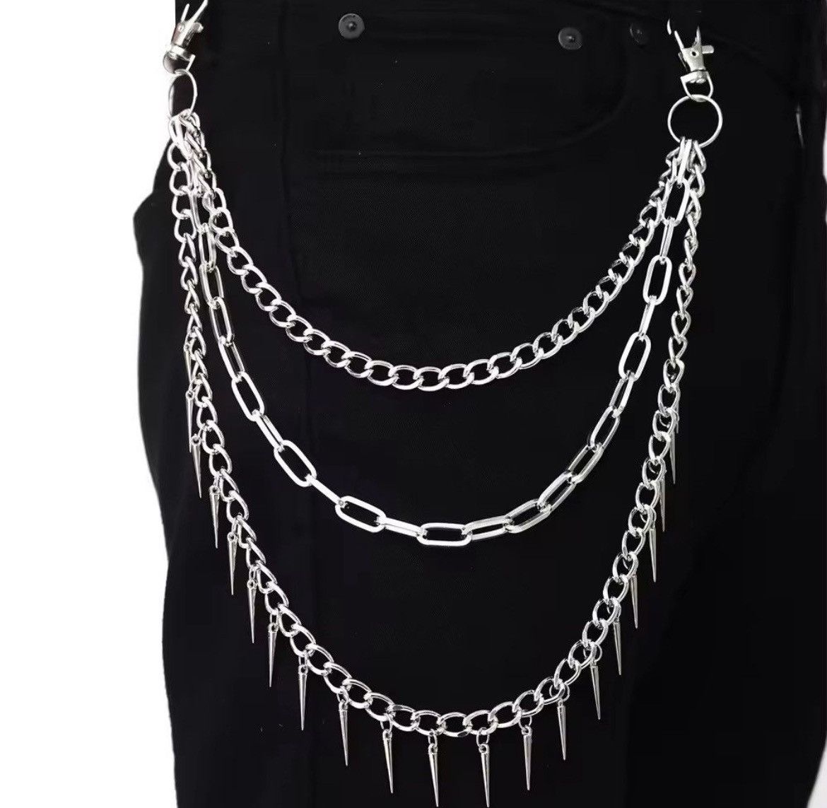 Jewelry Triple Spike Keychains Pant Chains Size ONE SIZE - 1 Thumbnail