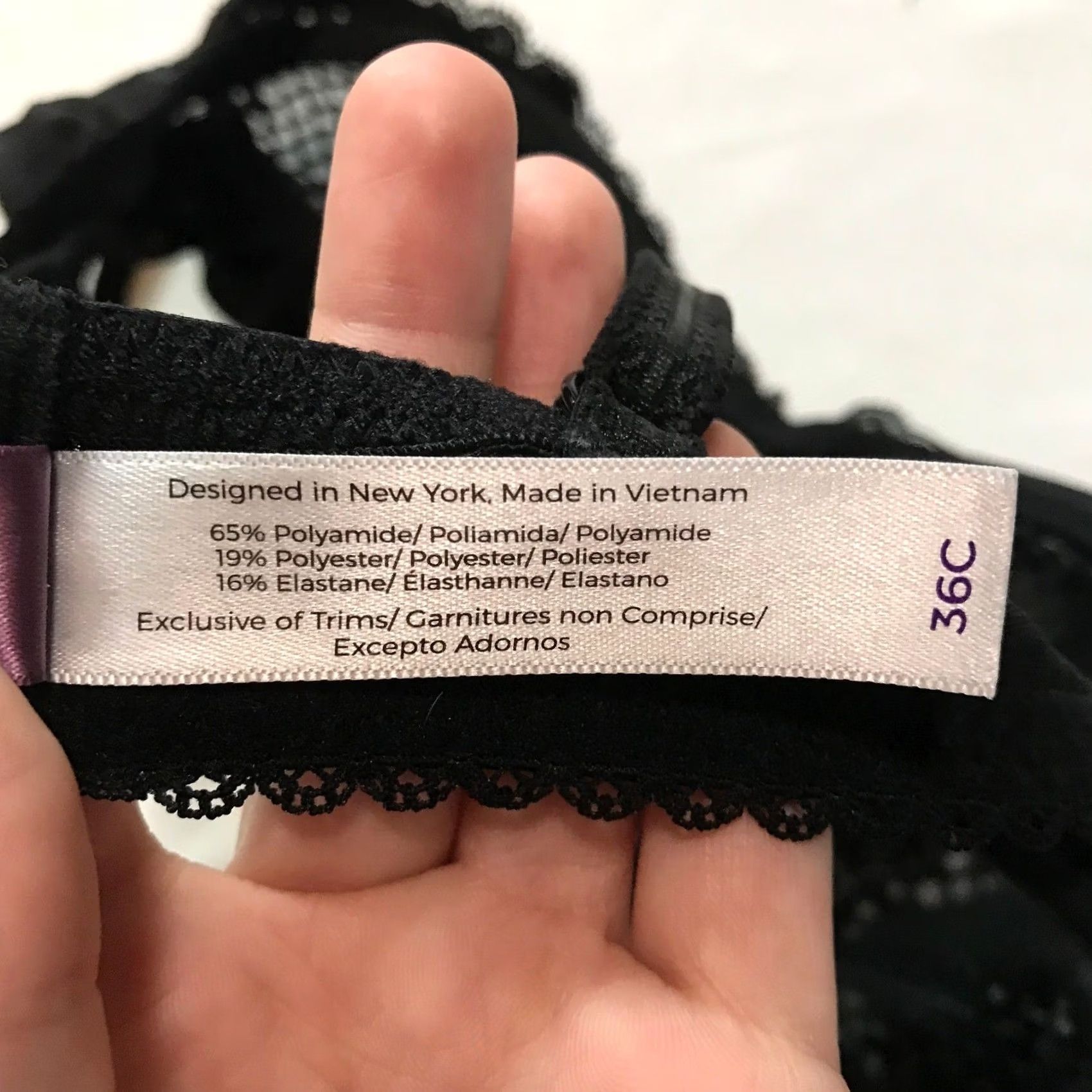 Vintage Adore Me Black Lace Full Coverage Balconette Bra 36C Size ONE SIZE - 6 Thumbnail