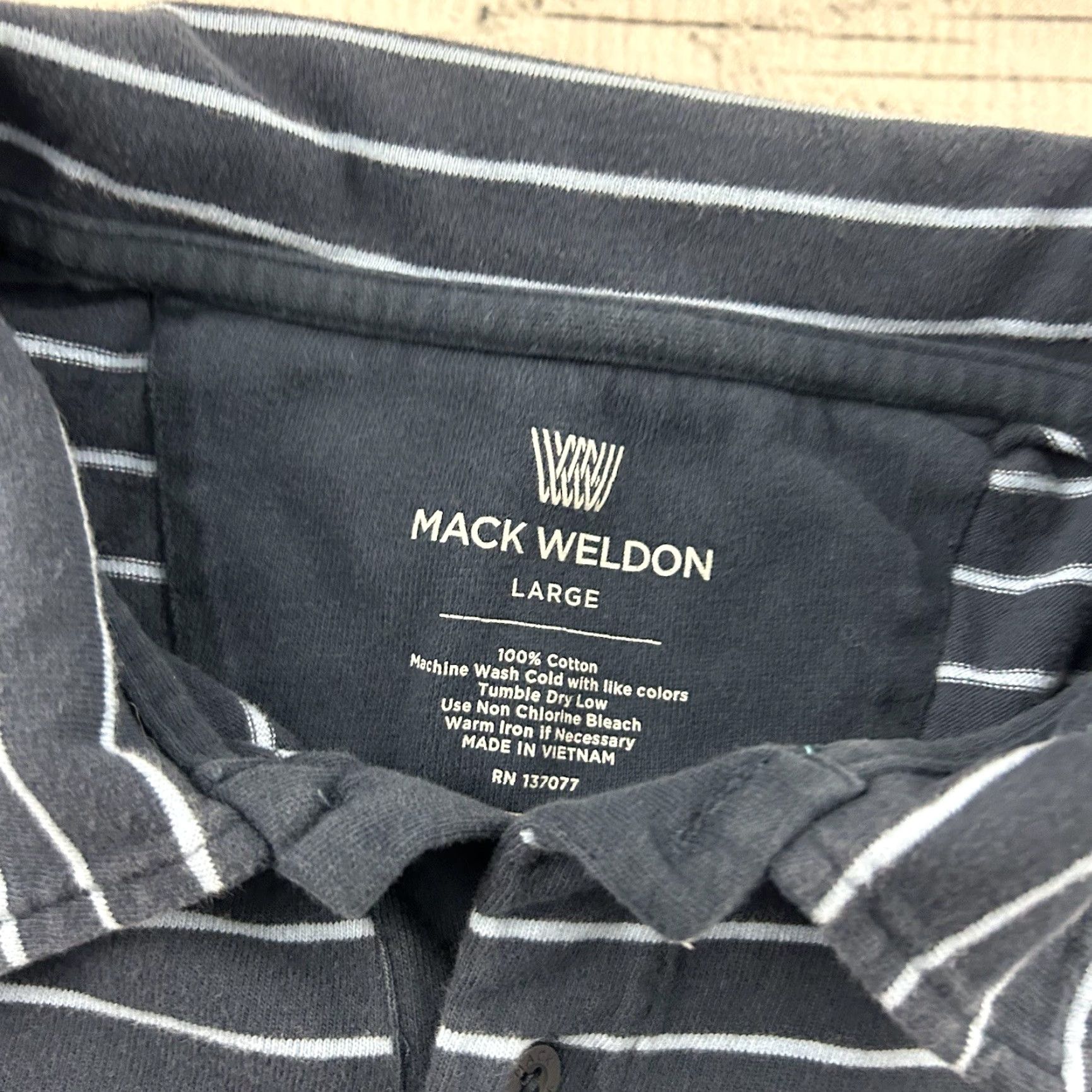 Vintage Mack Weldon Short Sleeve Striped Button-Up Polo Shirt Men's Large Blue Size US L / EU 52-54 / 3 - 2 Thumbnail