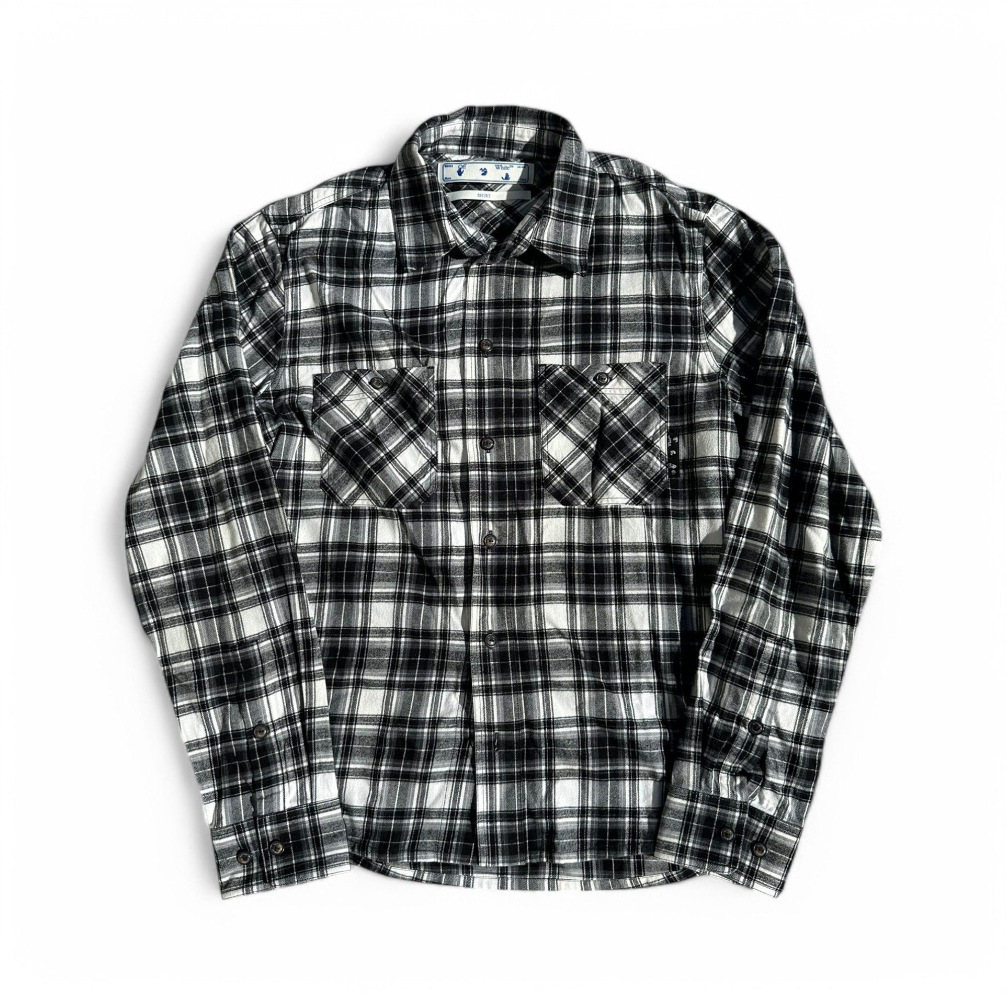 Off-White Off-White Flan Shirt Check Plaid Back Arrow Logo Black White Size US XS / EU 42 / 0 - 2 Thumbnail