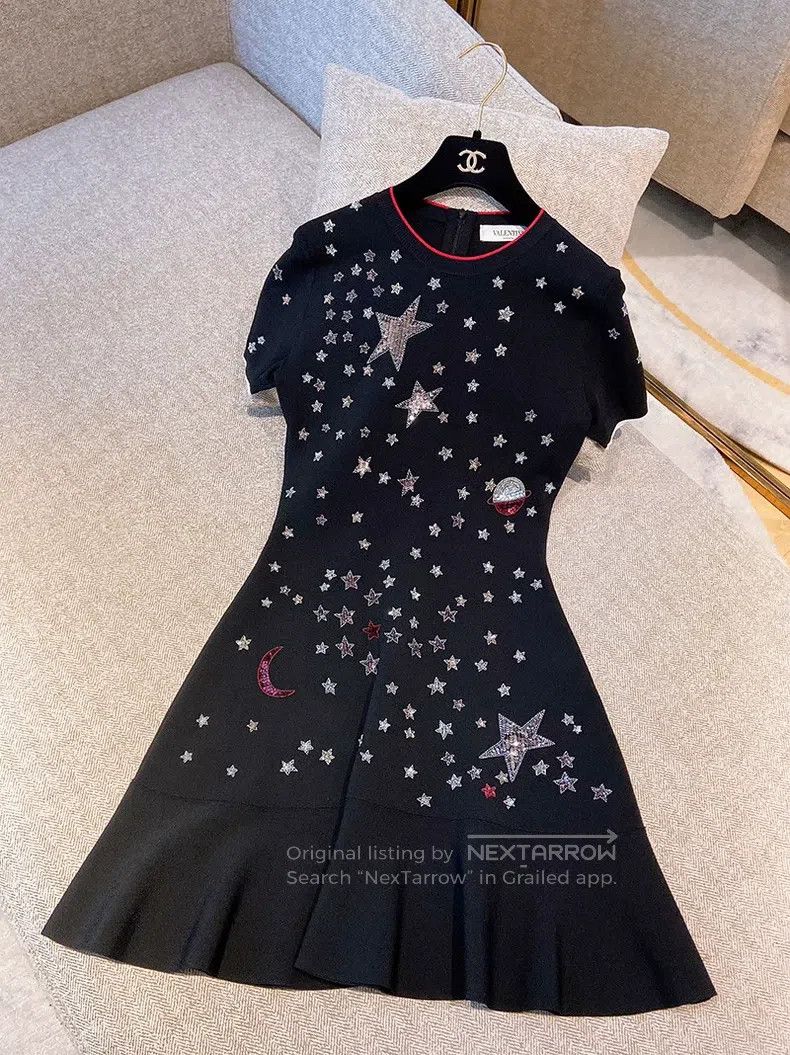 Valentino Valentino Beaded sequin cosmic star knit dress Size S / US 4 / IT 40 - 1 Thumbnail