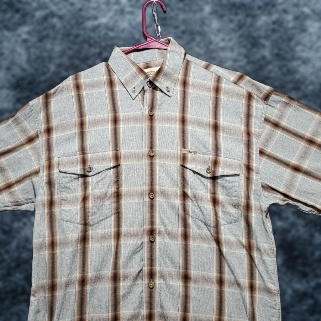 Vintage Panhandle Powder River Western Shirt Mens M Plaid Gray Brown Cotton Flannel Button-Up Pocketed Casual Workwear Size US M / EU 48-50 / 2 - 1 Thumbnail
