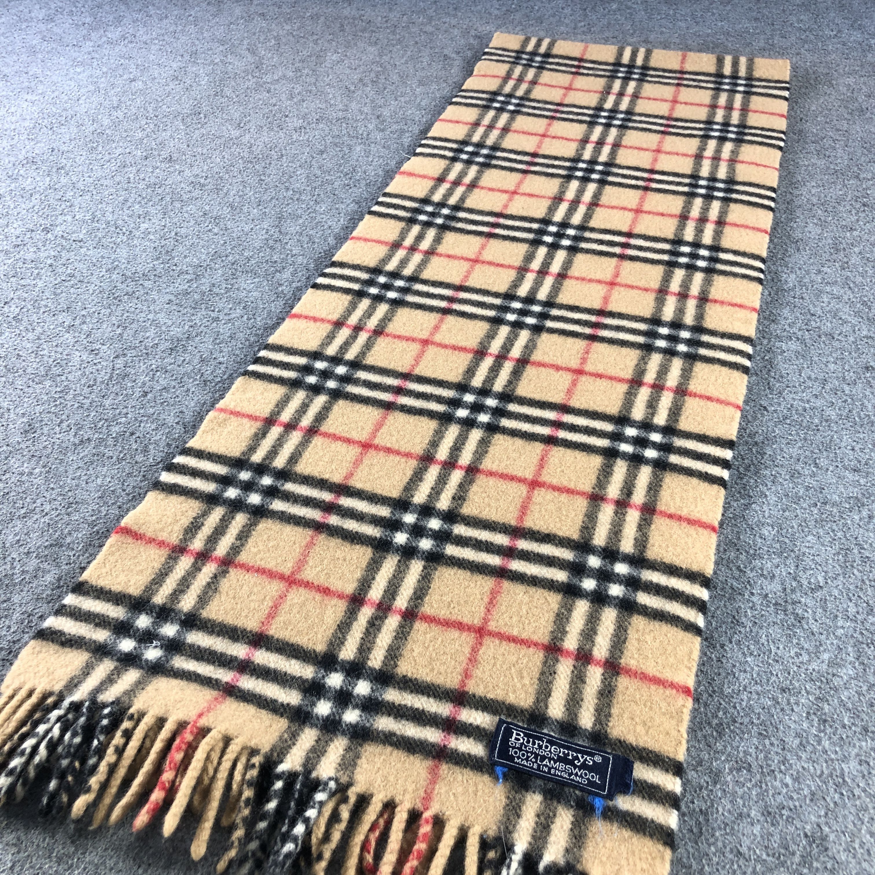 Burberry Burberrys Tan Nova Check Wool Scarf Muffler V2845 Size ONE SIZE - 3 Thumbnail