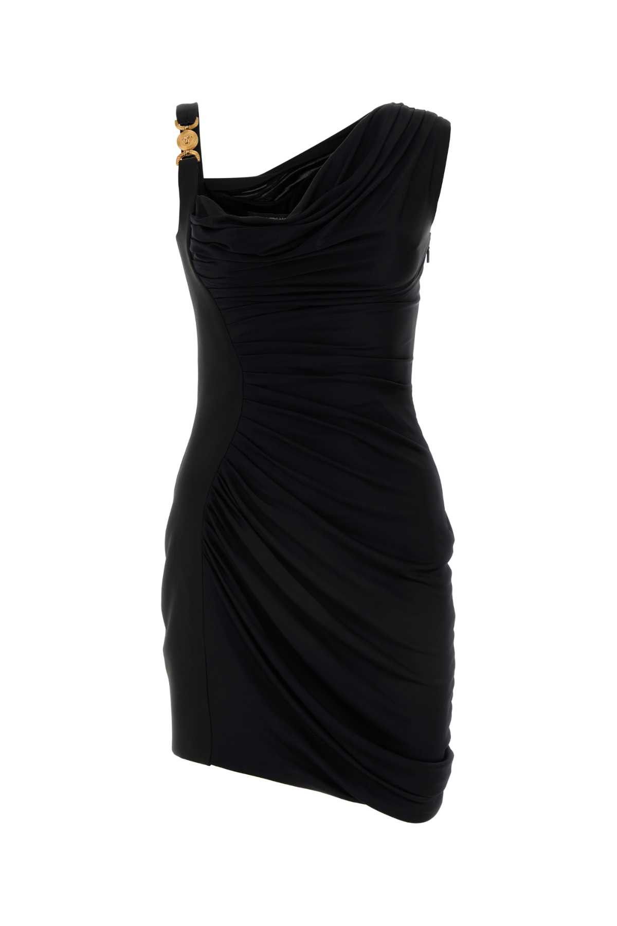 image of Versace Black Crepe And Jersey Medusa 95 Mini Dress, Women's (Size Small)