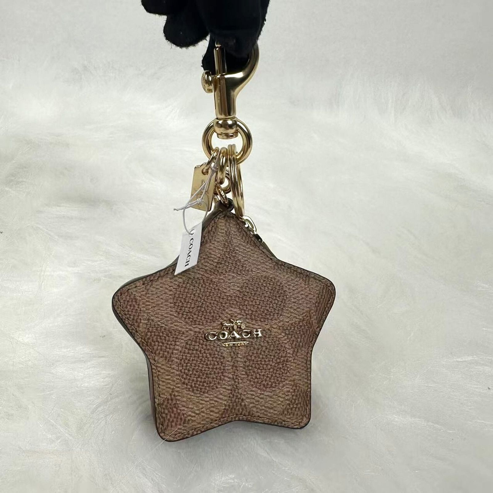 Coach Coach Star Bag Charm Coin Case Pouch Sig Canvas Tan Brown Size ONE SIZE - 1 Thumbnail