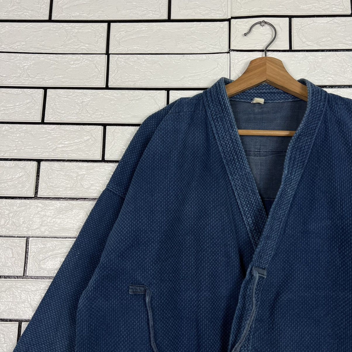Japanese Brand Vintage Blue Indigo Sashiko Thick Weave Kimono #4113-C187 Size US XL / EU 56 / 4 - 3 Thumbnail