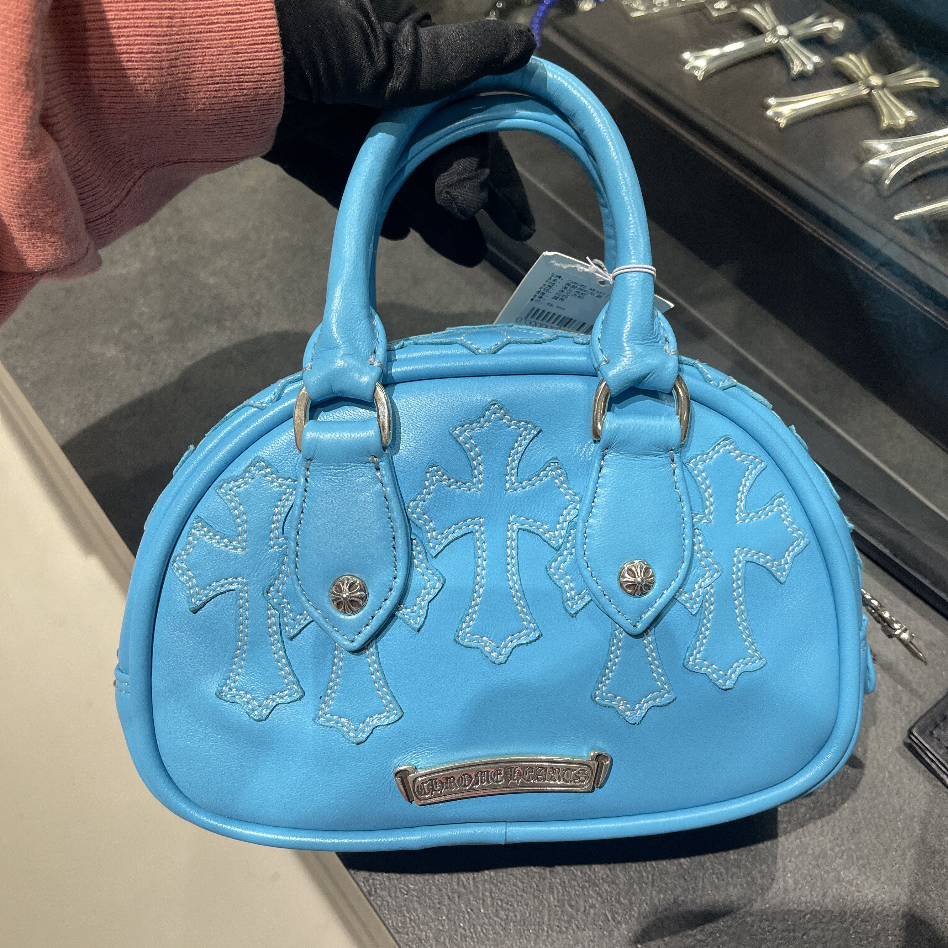 Chrome Hearts Chrome Hearts Leather Cross Patch Blue Mini Gym Bag Size ONE SIZE - 6 Thumbnail