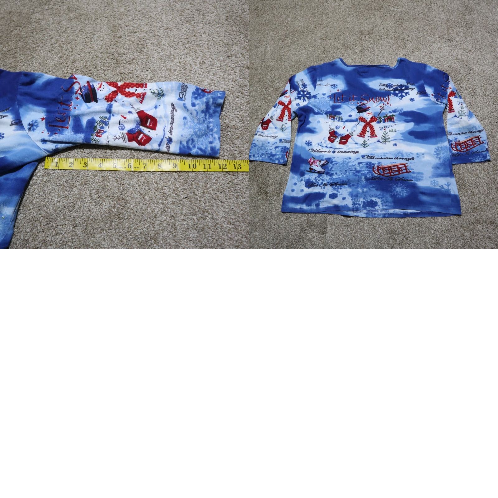 Vintage VINTAGE Let it Snow Winter Christmas Over All Print Tee T-Shirt Women's Size M Medium Size M / US 6-8 / IT 42-44 - 8 Thumbnail