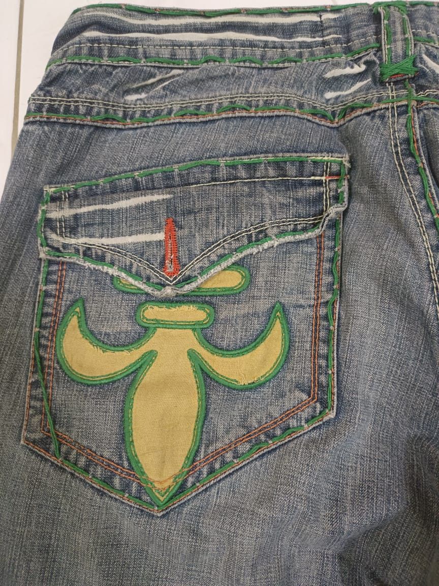 Designer × Vintage Rare Distressed Laguna Beach Skulls Jeans Flare Baggy Size US 30 / EU 46 - 7 Thumbnail